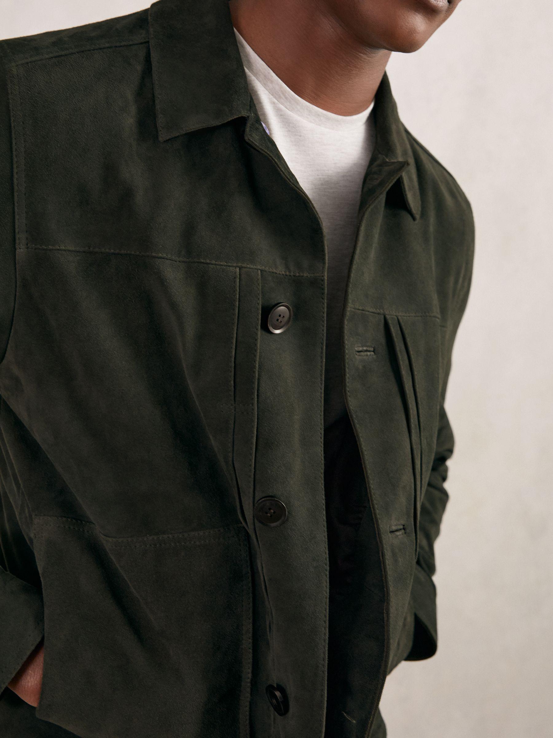 Suede Worker Jacket in Dark Green Product Image