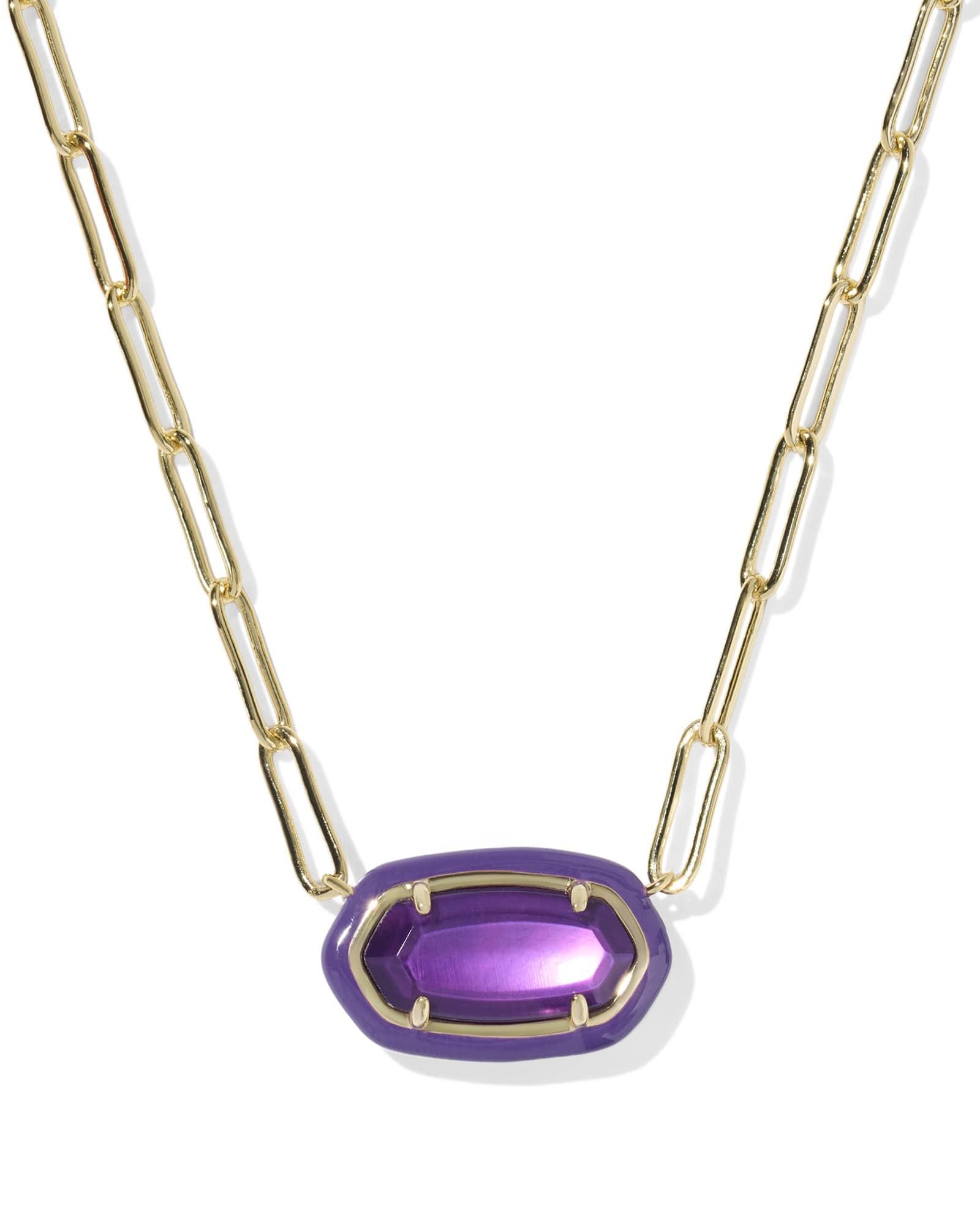Elisa Enamel Frame Gold Paperclip Necklace Product Image