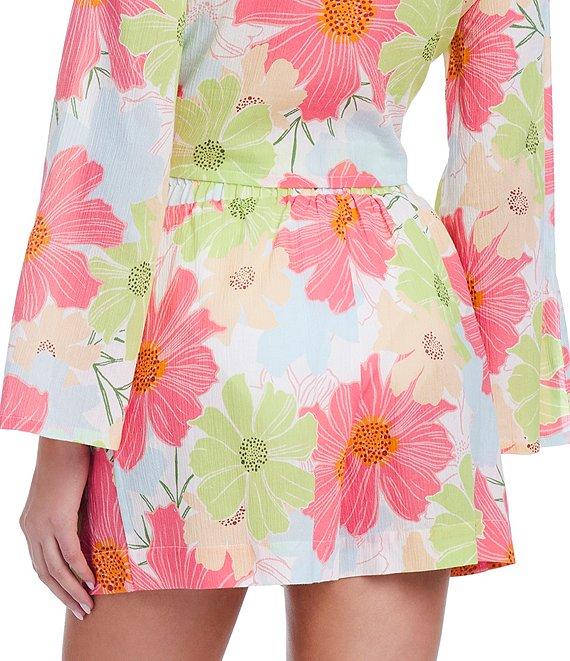 Sanctuary Charming Floral Ruffle Elastic Waist Swim Cover-Up Shorts Product Image