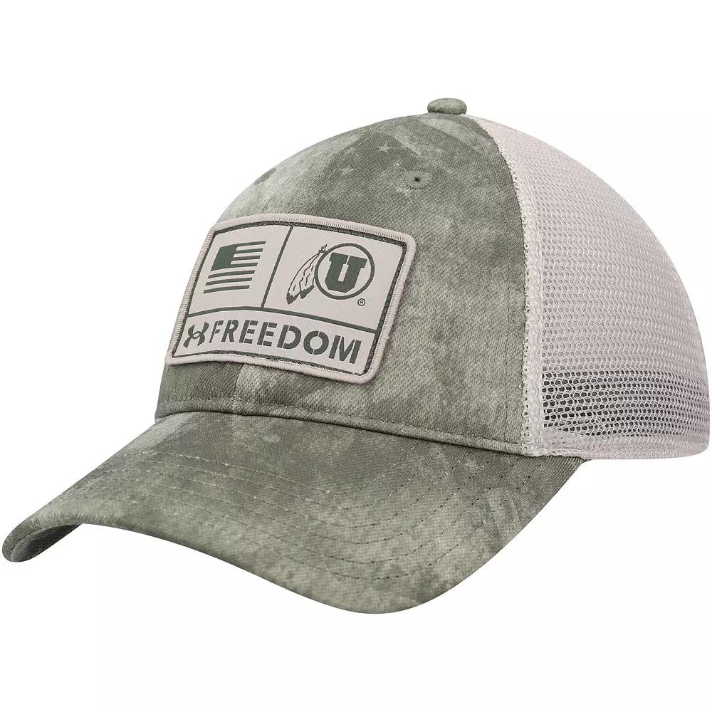 Men's Under Armour Camo Utah Utes Sideline Blitzing Trucker Adjustable Hat, Ute Green Product Image