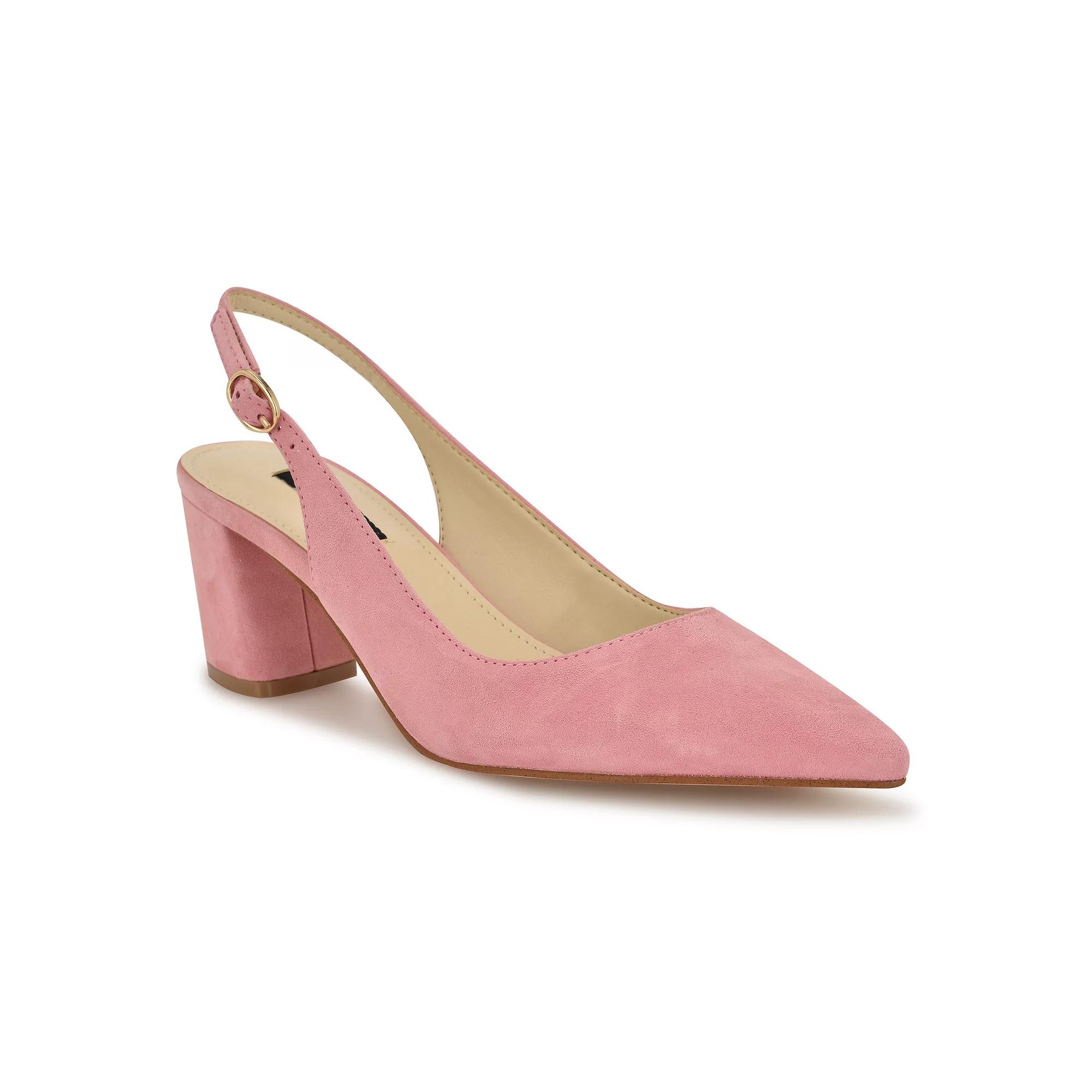 Nine West Kamsee Women's Slingback Block Heel Dress Pumps, Size: 12, Light Pink Suede Product Image