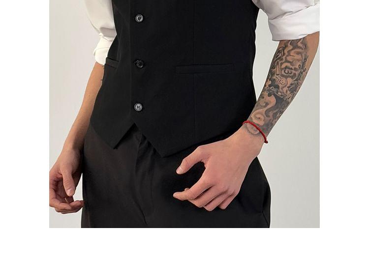 V-Neck Single-Breasted Plain Vest Product Image