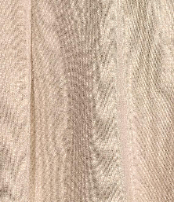 Cloth & Stone Woven Trimmed Short Roll Cuff Sleeve Point Collar Button Tie Front Top Product Image