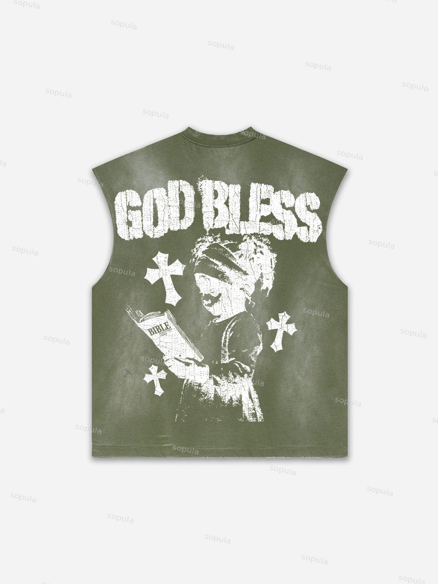 Western Eagle Graphic Men's Washed Tank Top Sleeveless Shirts Product Image