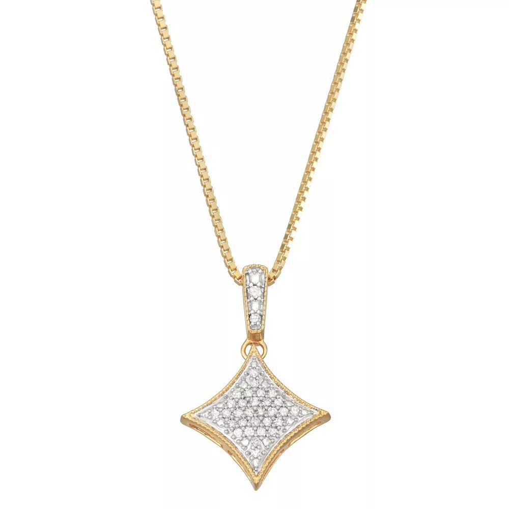 HDI 10k Gold Over Silver 1/10 Carat T.W. Diamond Pendant Necklace, Women's, Size: 18", Gold Over Sterling Product Image