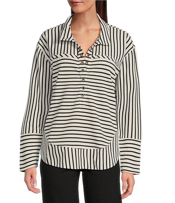 APNY Henley Grommet Placket Collar Long Sleeve Top Product Image