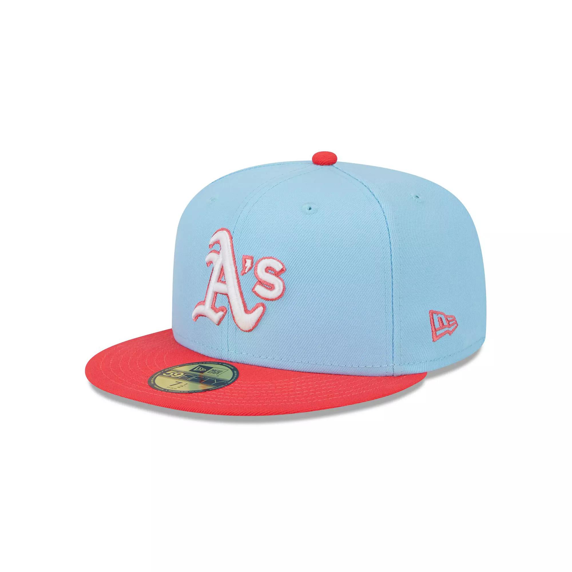 Men's New Era Light Blue/Red Oakland Athletics Spring Color Two-Tone 59FIFTY Fitted Hat,  Product Image