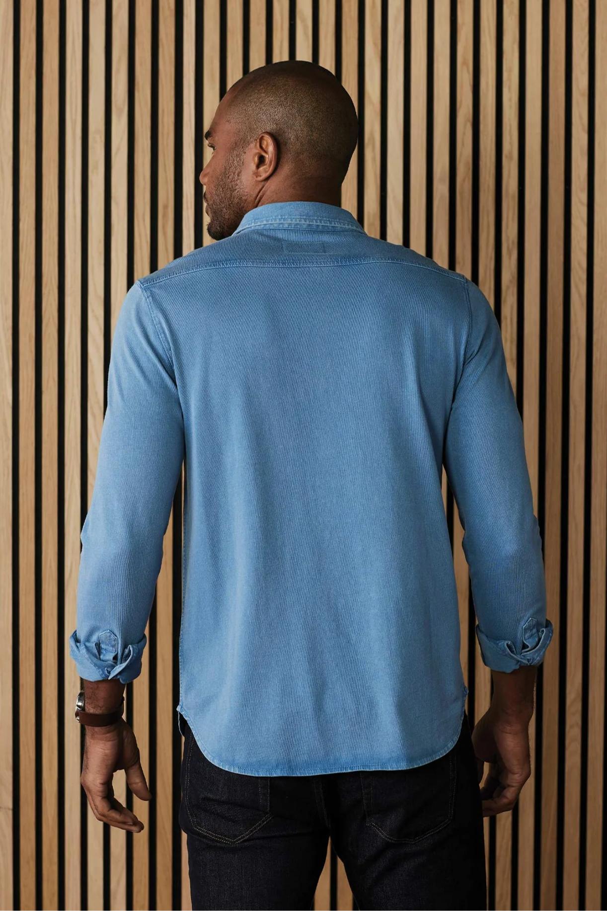 Lennox Jersey Button Up - Slate Blue Product Image