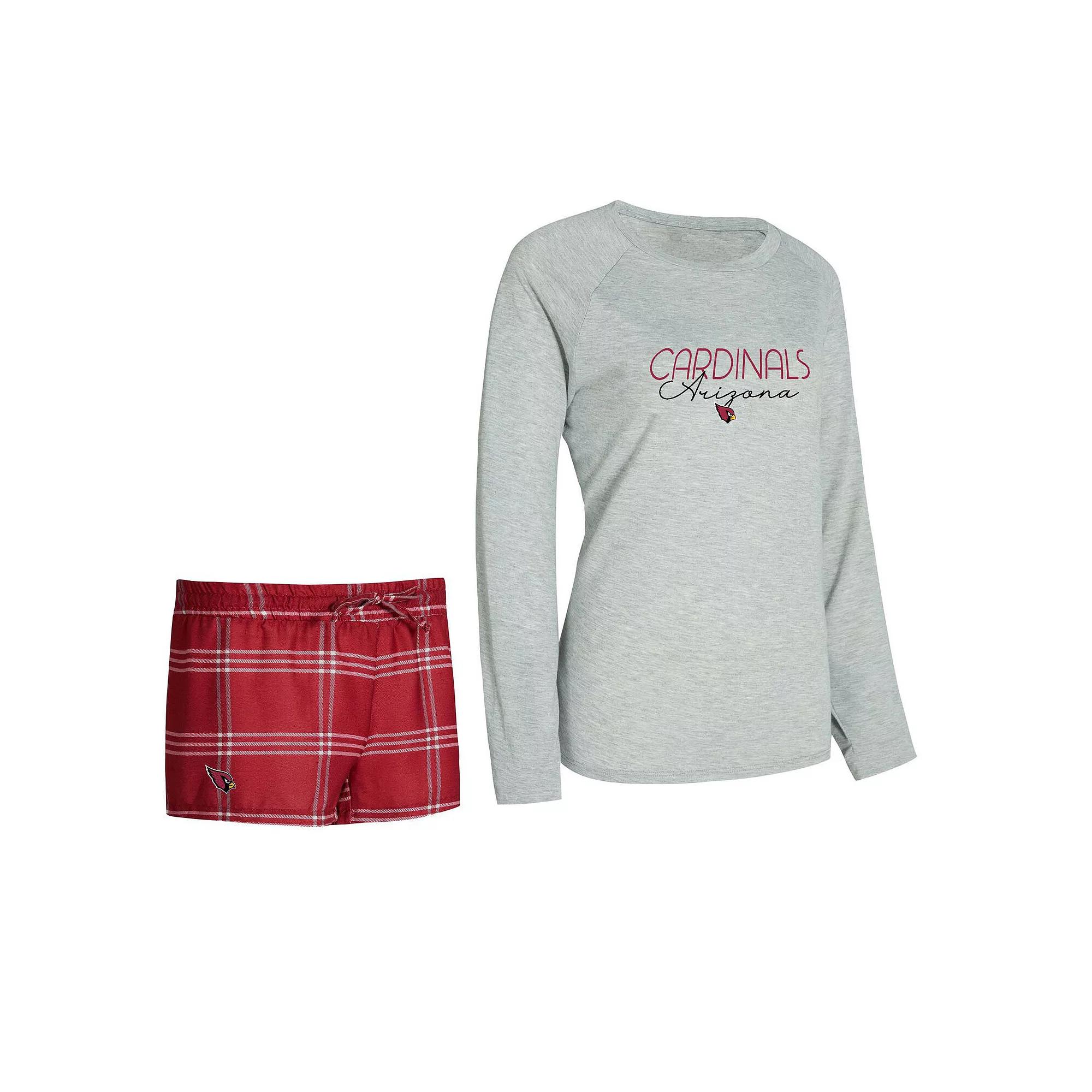 Women's Concepts Sport Cardinal/Gray Arizona Cardinals Petition Raglan Long Sleeve T-Shirt and Shorts Set, Size: XL, Red Product Image