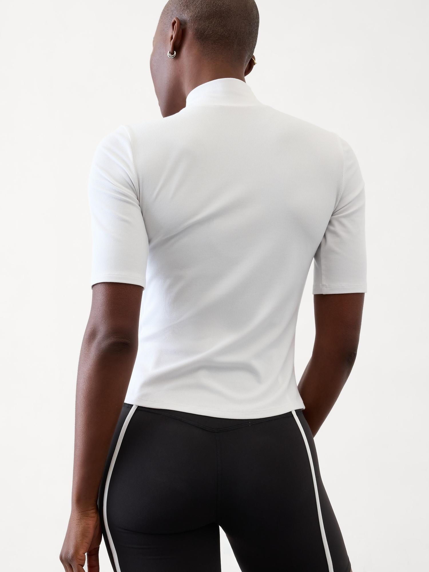 Signature Rib Mock Neck Elbow Sleeve Tee Product Image