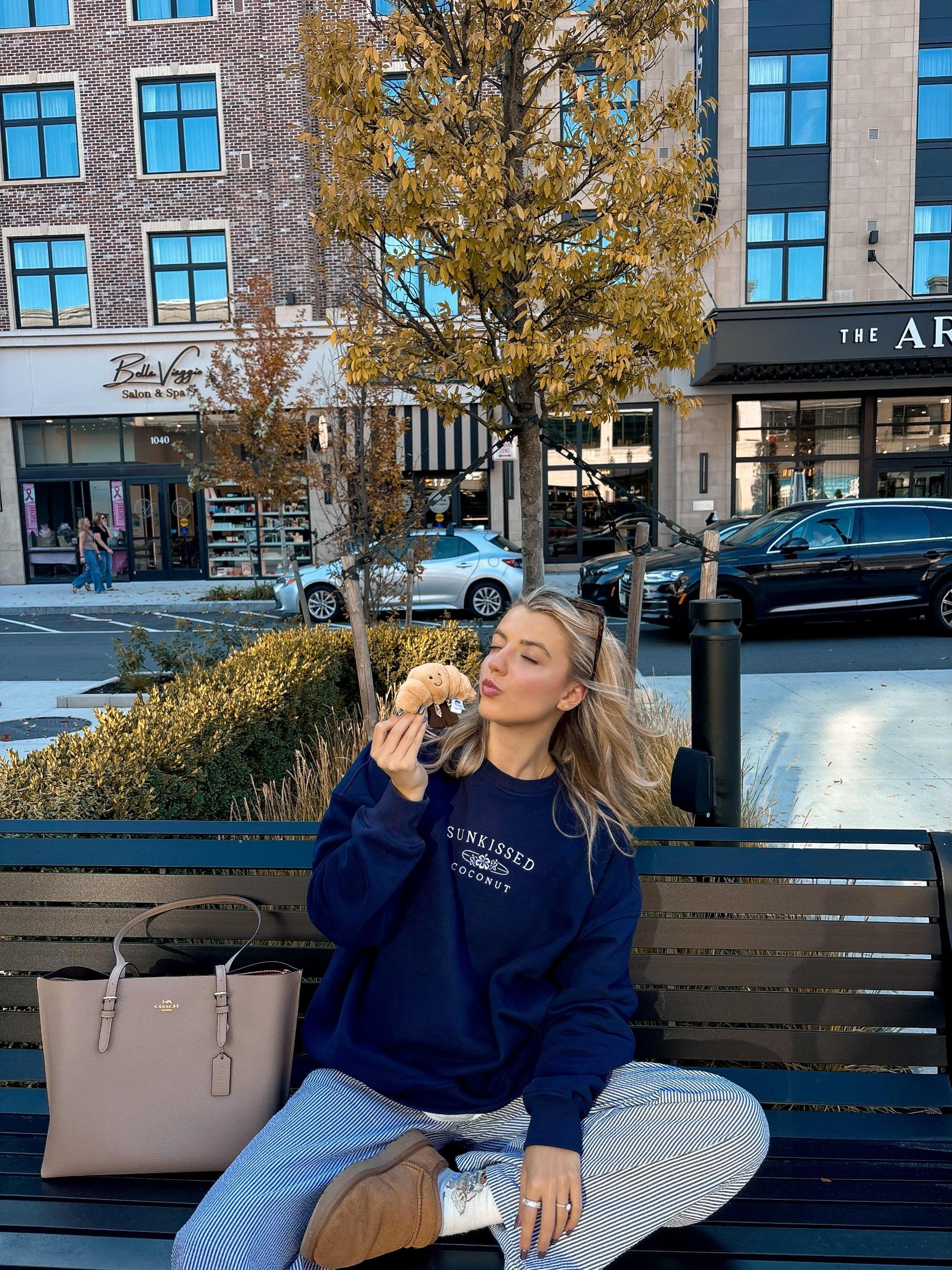 Navy Blue Sunkissedcoconut Embroider Sweatshirt Product Image