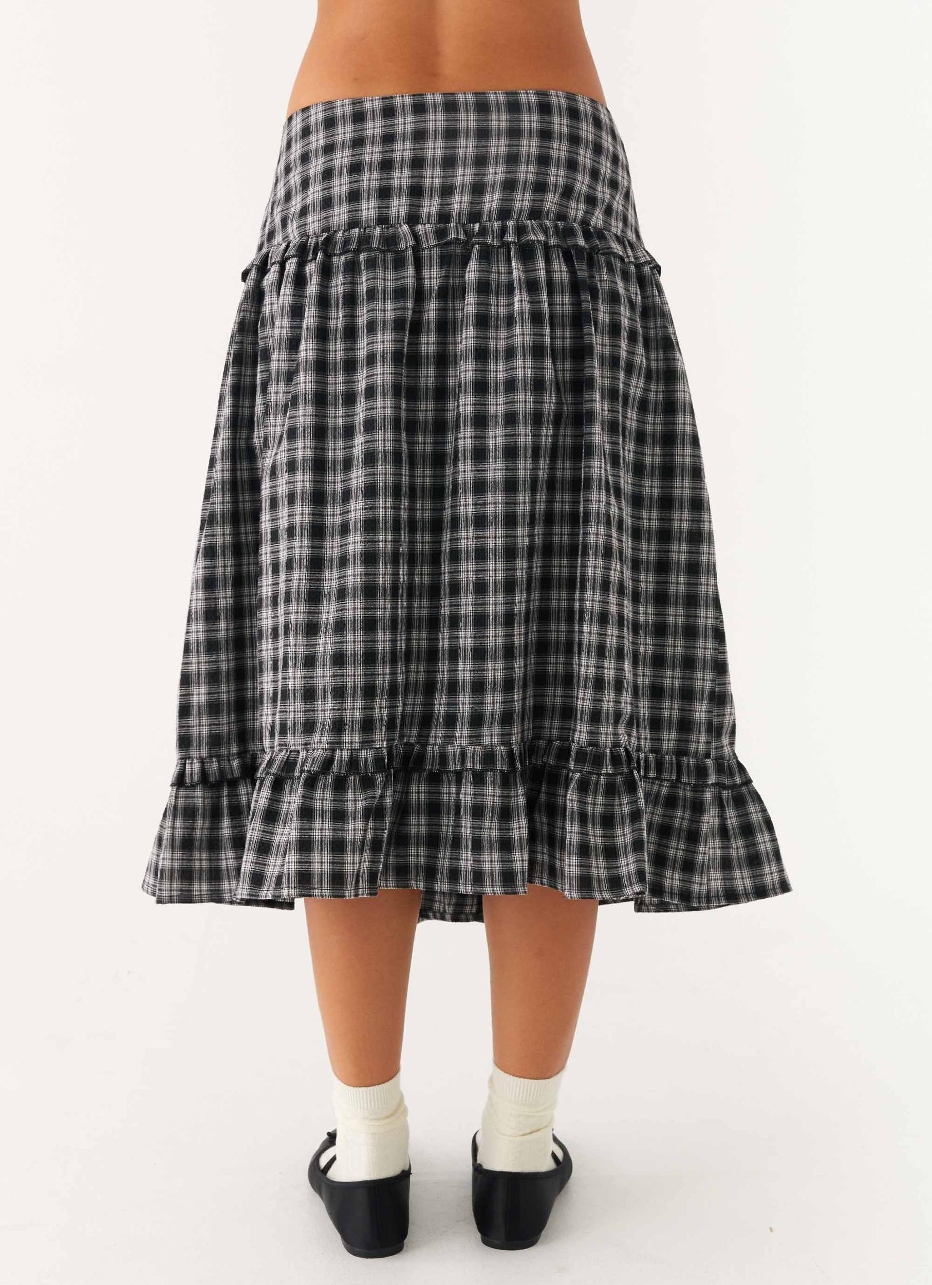 Laura Midi Skirt - White Black Check Product Image