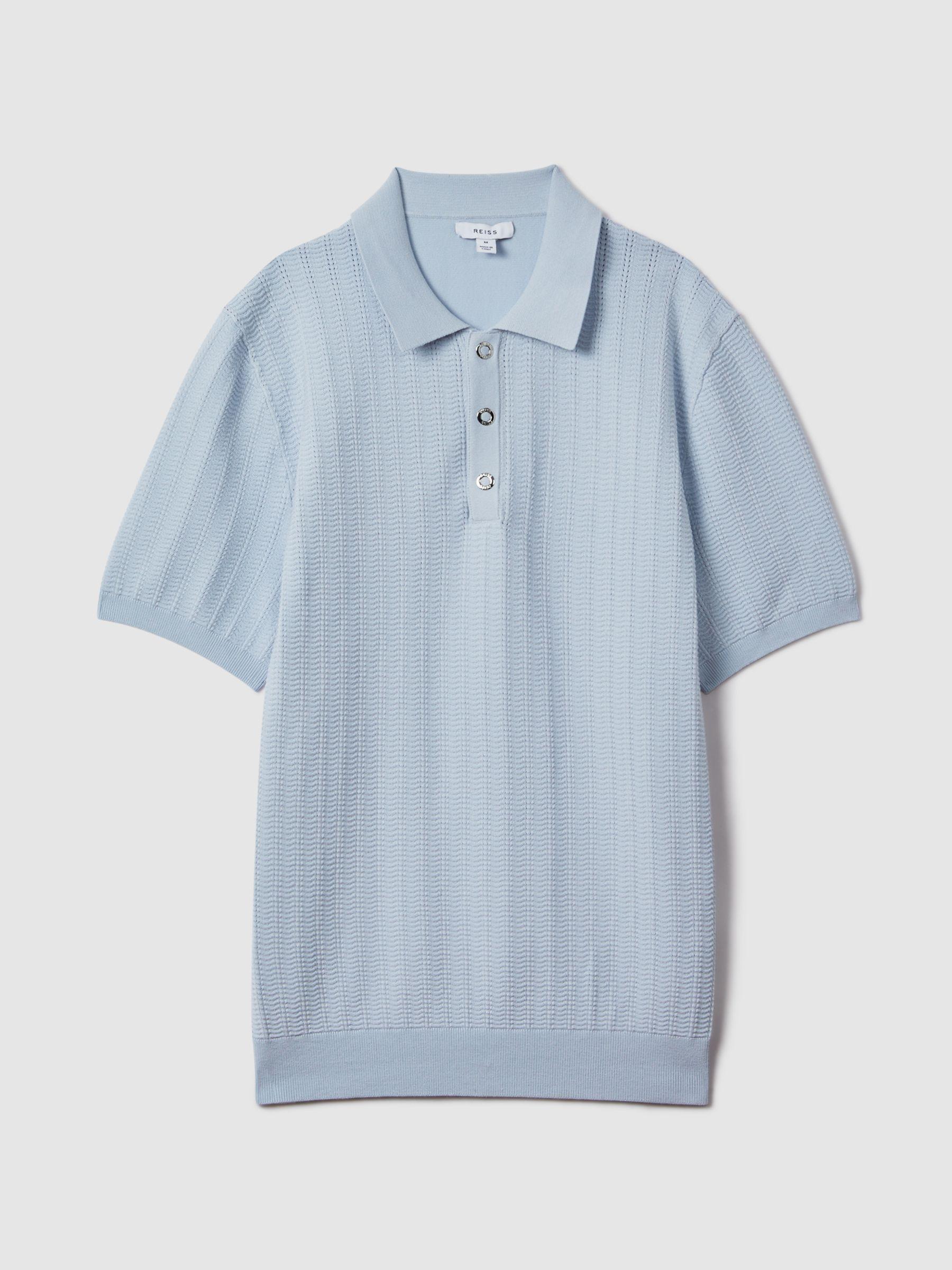 Textured Modal Blend Polo Shirt in Soft Blue Product Image