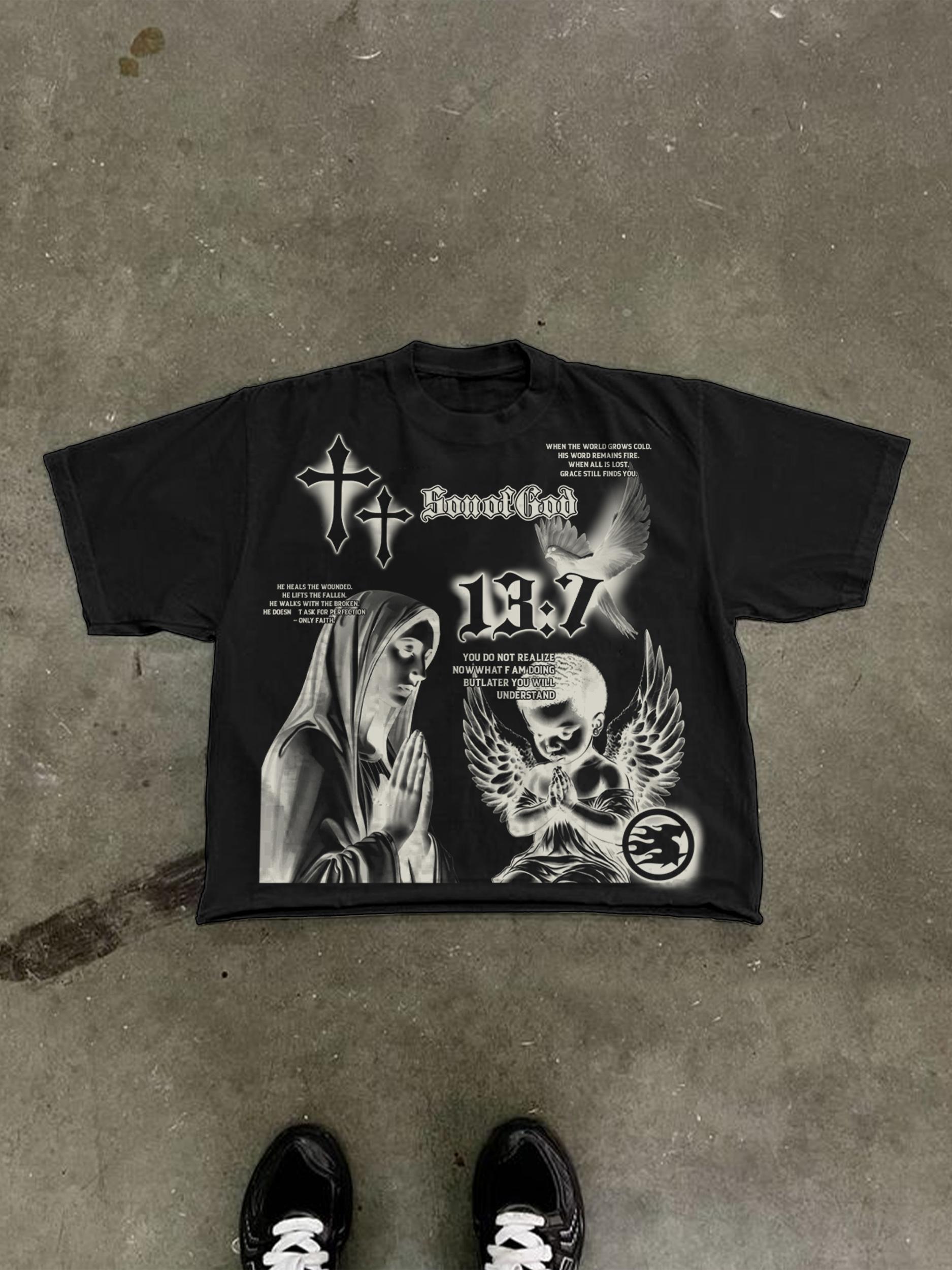 Son Of God Virgin Bible Y2k Vintage Graffiti Graphic Cropped T-shirt Product Image