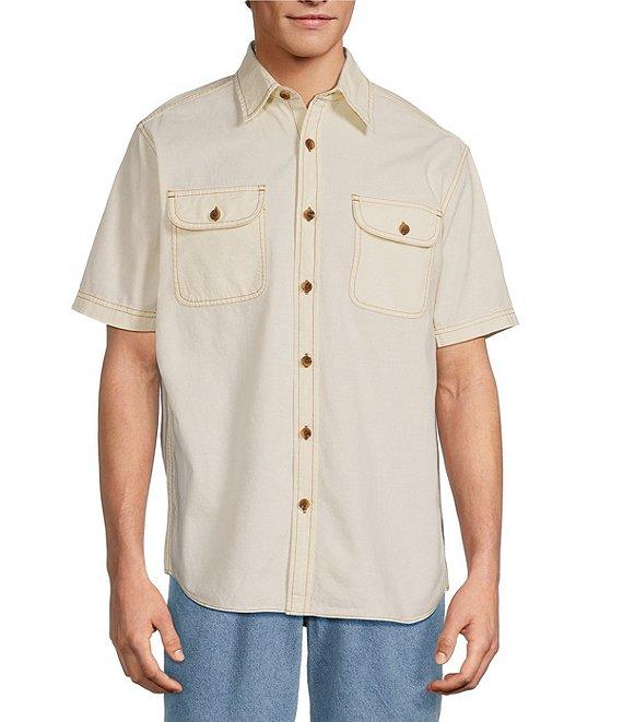 Roundtree & Yorke Big & Tall Solid Garment Washed Short Sleeve Sport Shirt Product Image