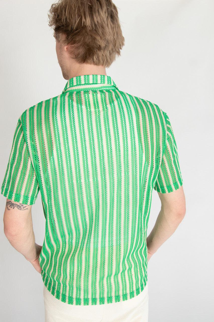 Green Cabana Knit Button Up Shirt Product Image