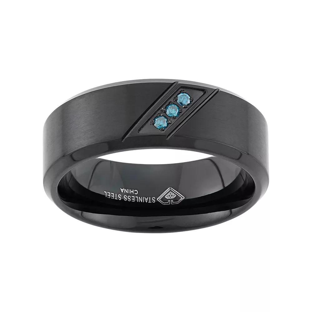 Blue Diamond Accent Black Ion-Plated Stainless Steel Wedding Band - Men, Men's, Size: 13 Product Image