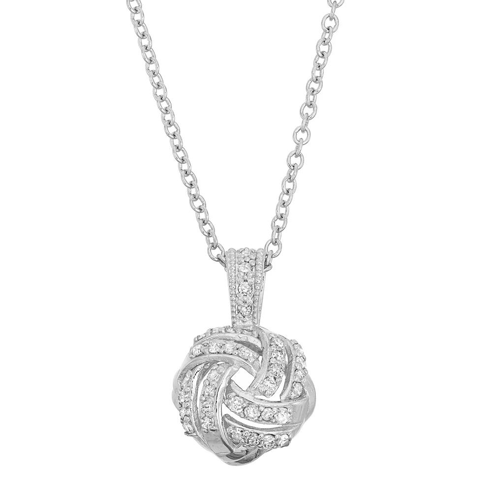 Tiara 10k Gold 1/5 Carat T.W. Love Knot Pendant, Women's, Size: 18", 10k White Gold Product Image