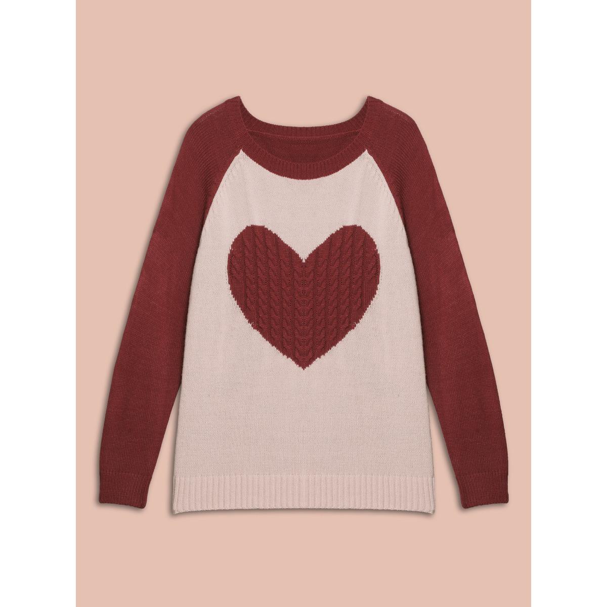 Plus Size Timeless Romance Cable Knit Raglan Sleeve Pullover Nudepink Women Playful Loose Long Sleeve Round Neck Casual Pullovers BloomChic 10/M Product Image