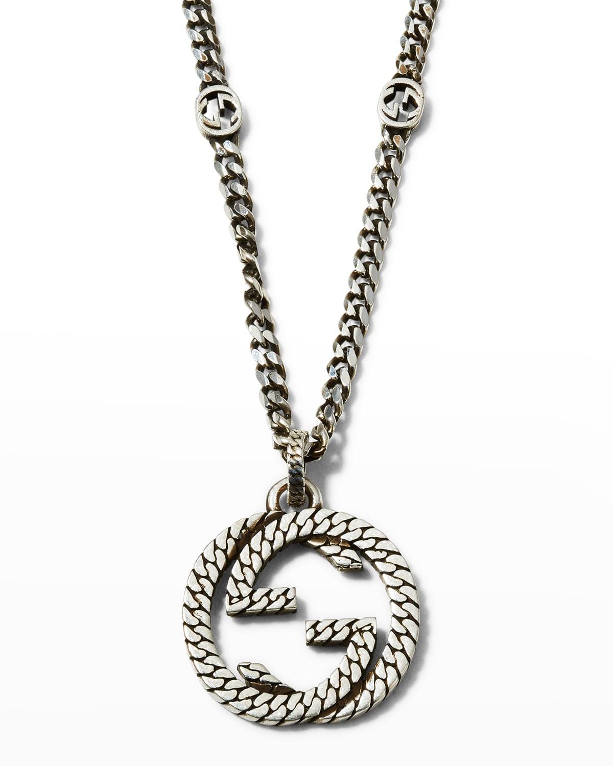 Mens Unisex Interlocking G Sterling Silver Necklace Product Image