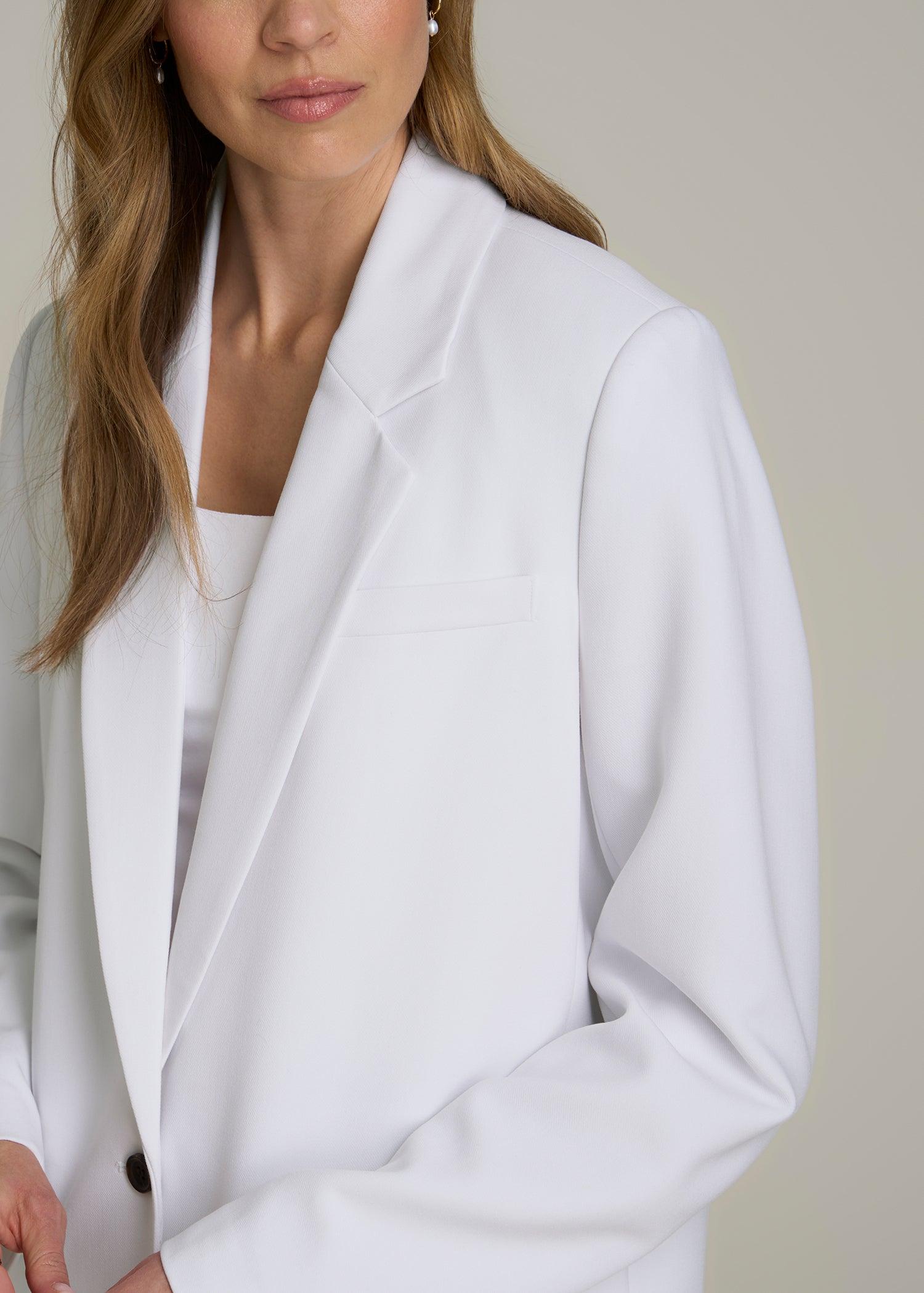 Boyfriend Fit Single-Button Blazer for Tall Women in Optic White Female Product Image