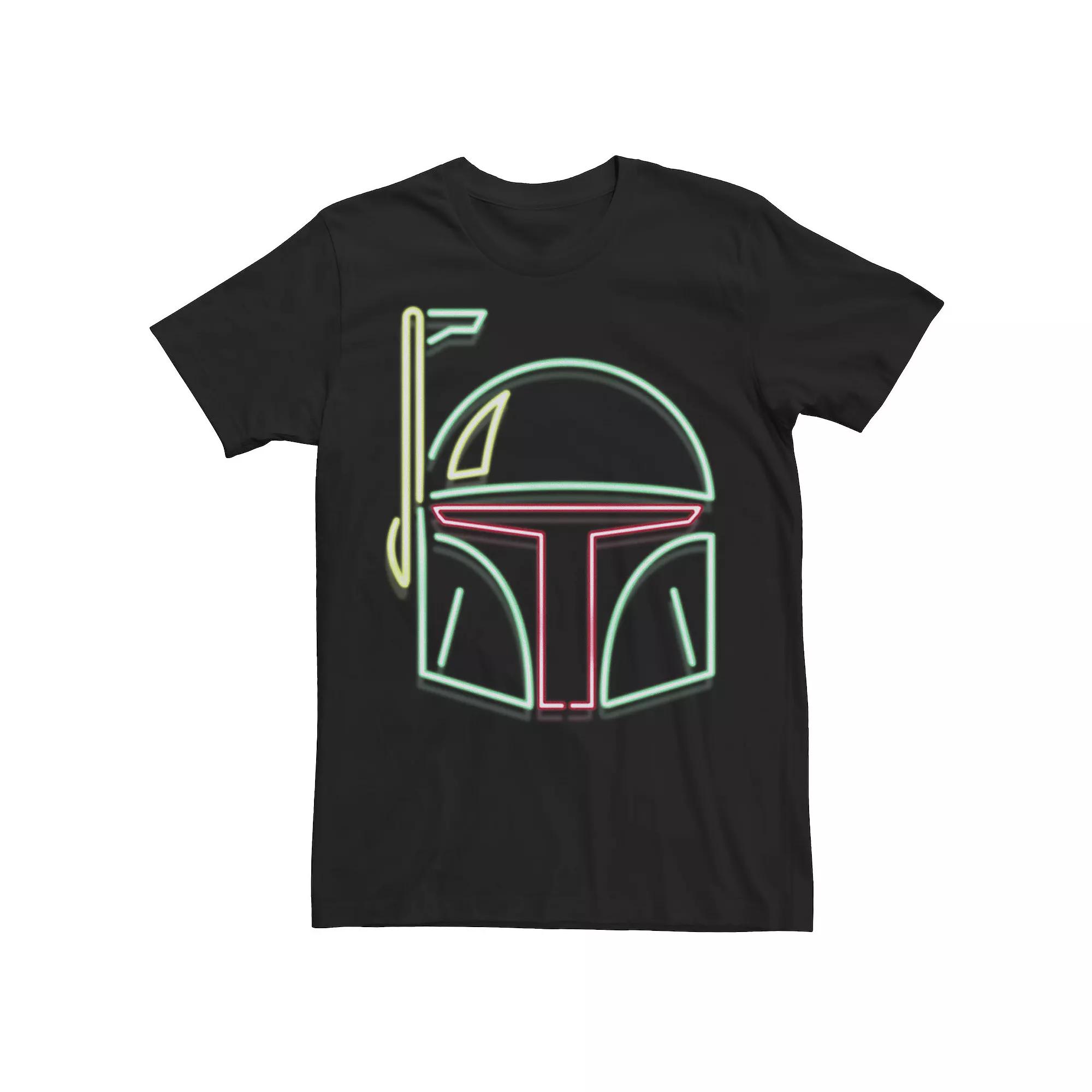 Men's Star Wars Boba Fett Neon Light Helmet Graphic Tee,  Product Image