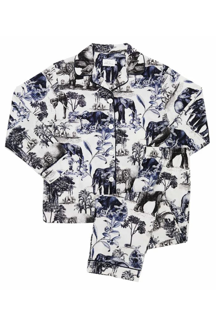 The Cat's Pajamas Safari Toile luxe Pima Cotton Pajama Set Product Image