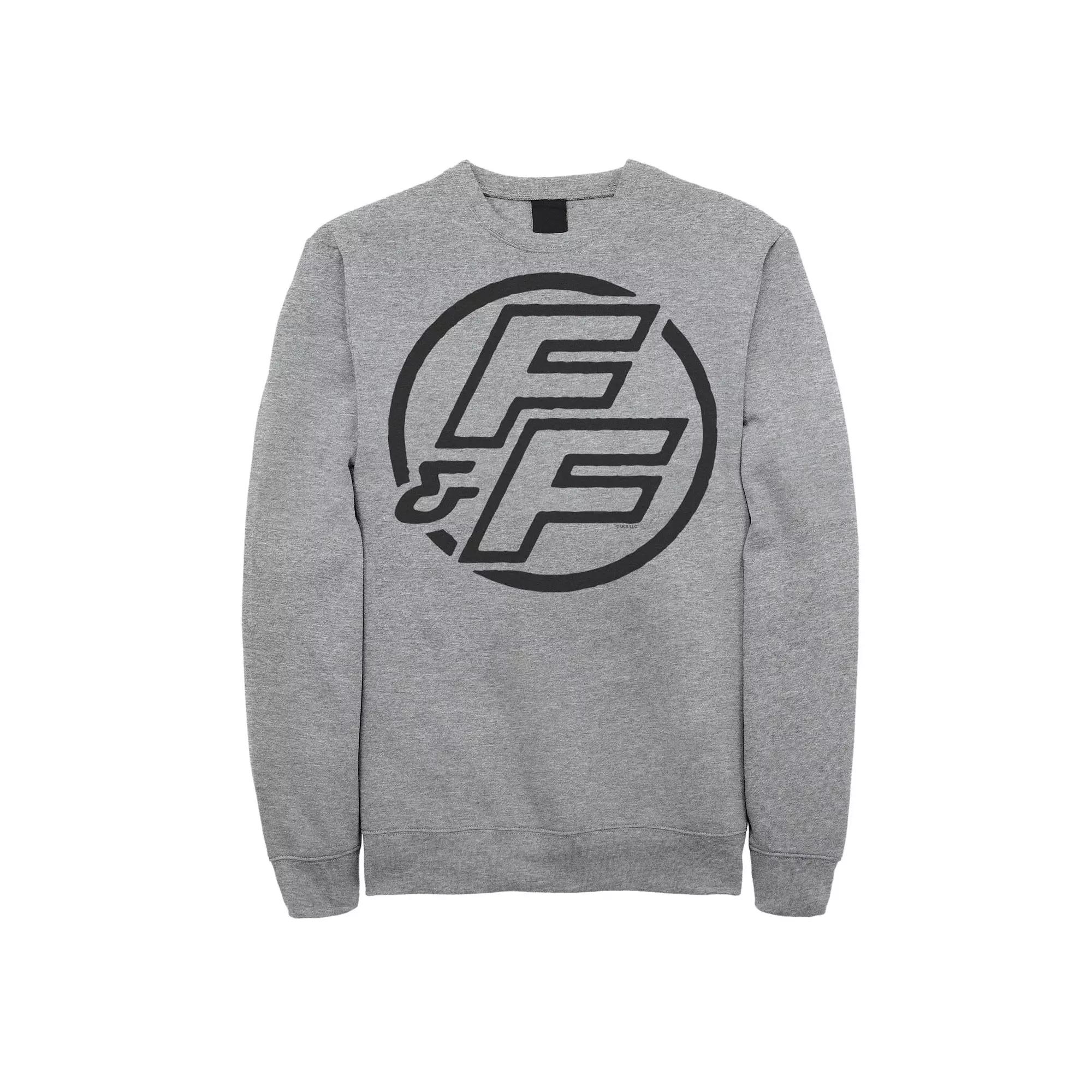 Men's Fast & Furious Bold Line Hollow Logo Fleece Sweatshirt, Size: Medium, Athletic Grey Product Image