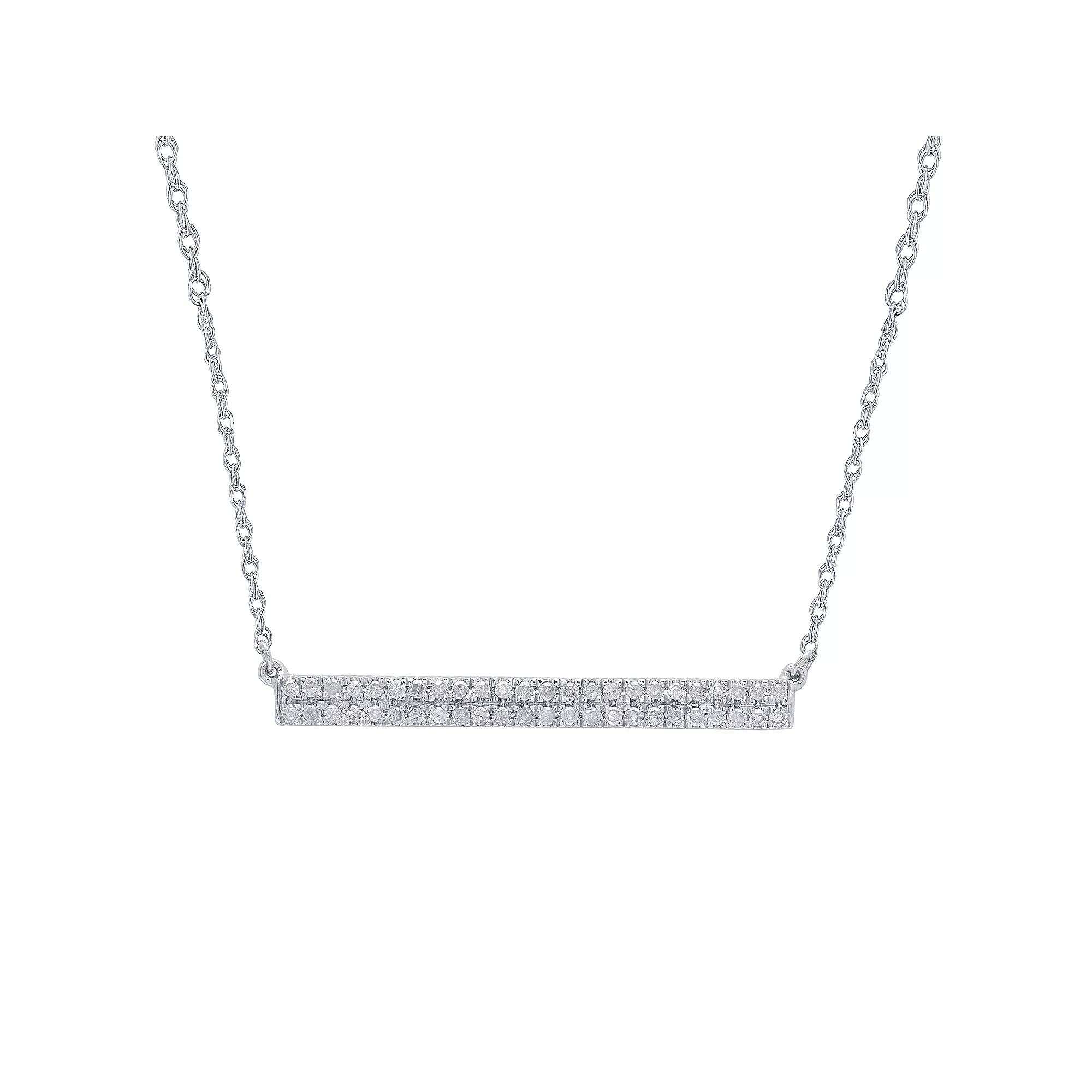 10k White Gold 1/4 Carat T.W. Diamond Bar Necklace, Women's, Size: 18" Product Image
