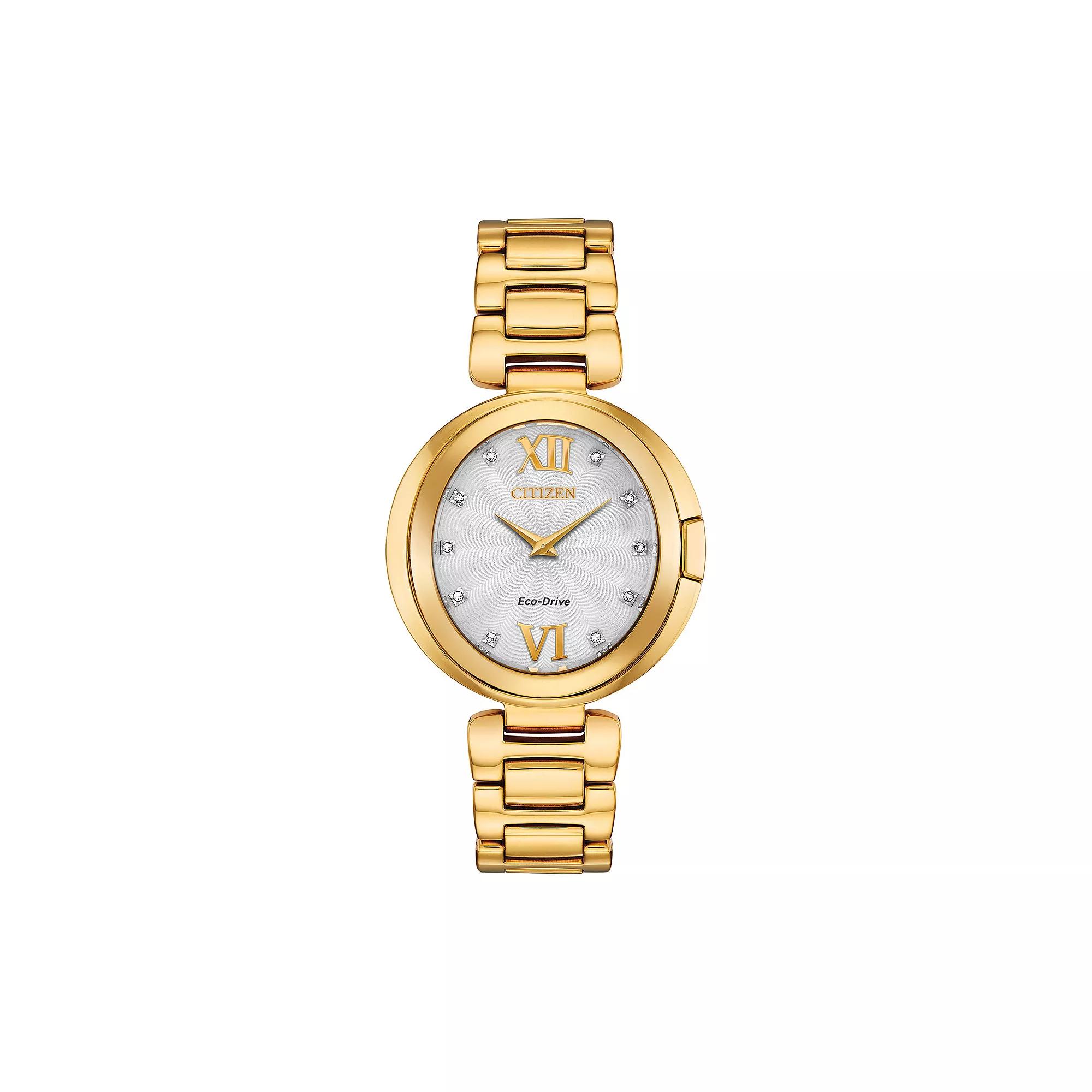 Citizen Eco-Drive Womens Capella Crystal Accent Gold Tone Stainless Steel Watch - EX1512-53A Product Image