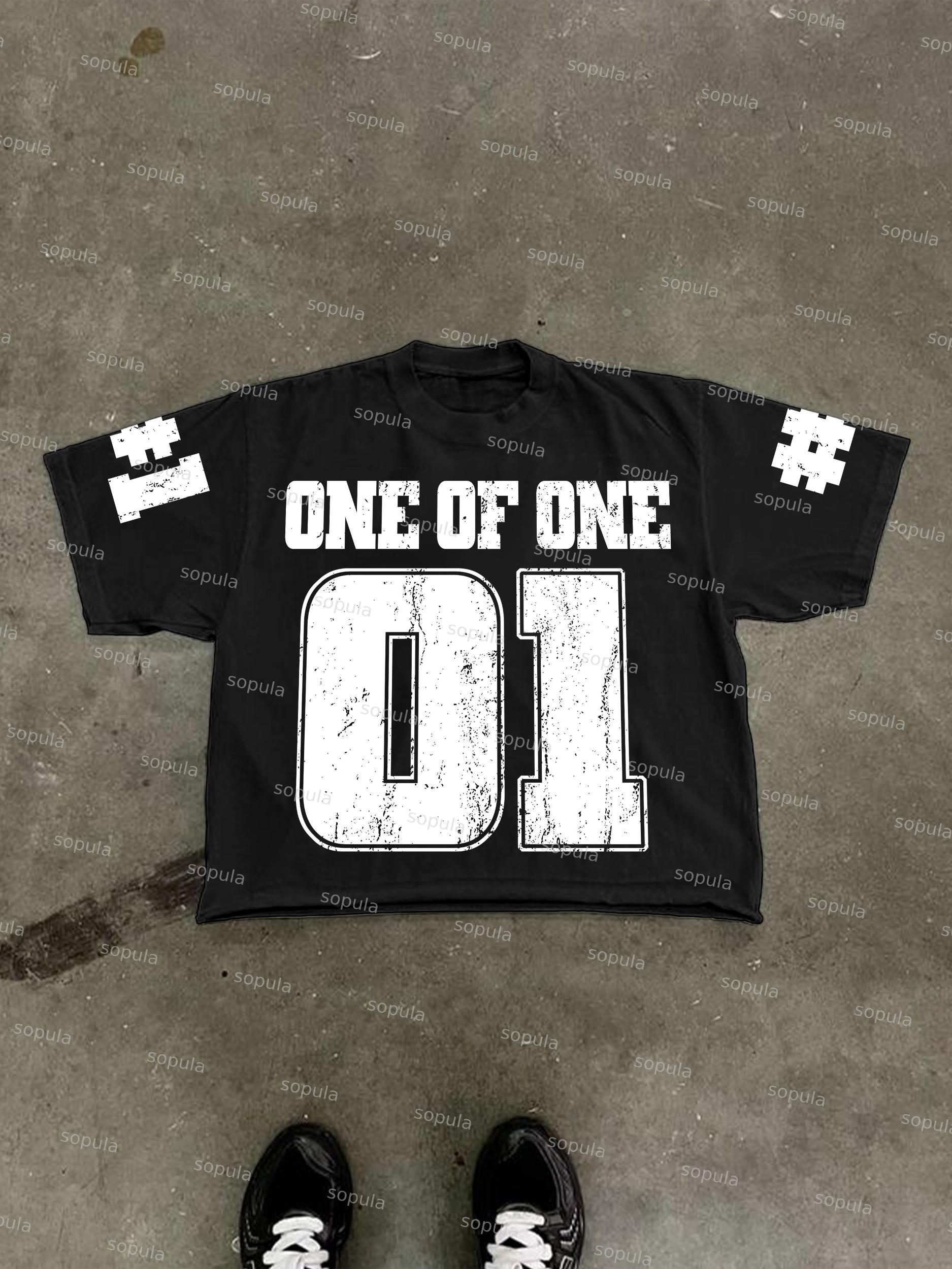 Men's One Of One No.01 Graphic Cropped T-shirt Product Image
