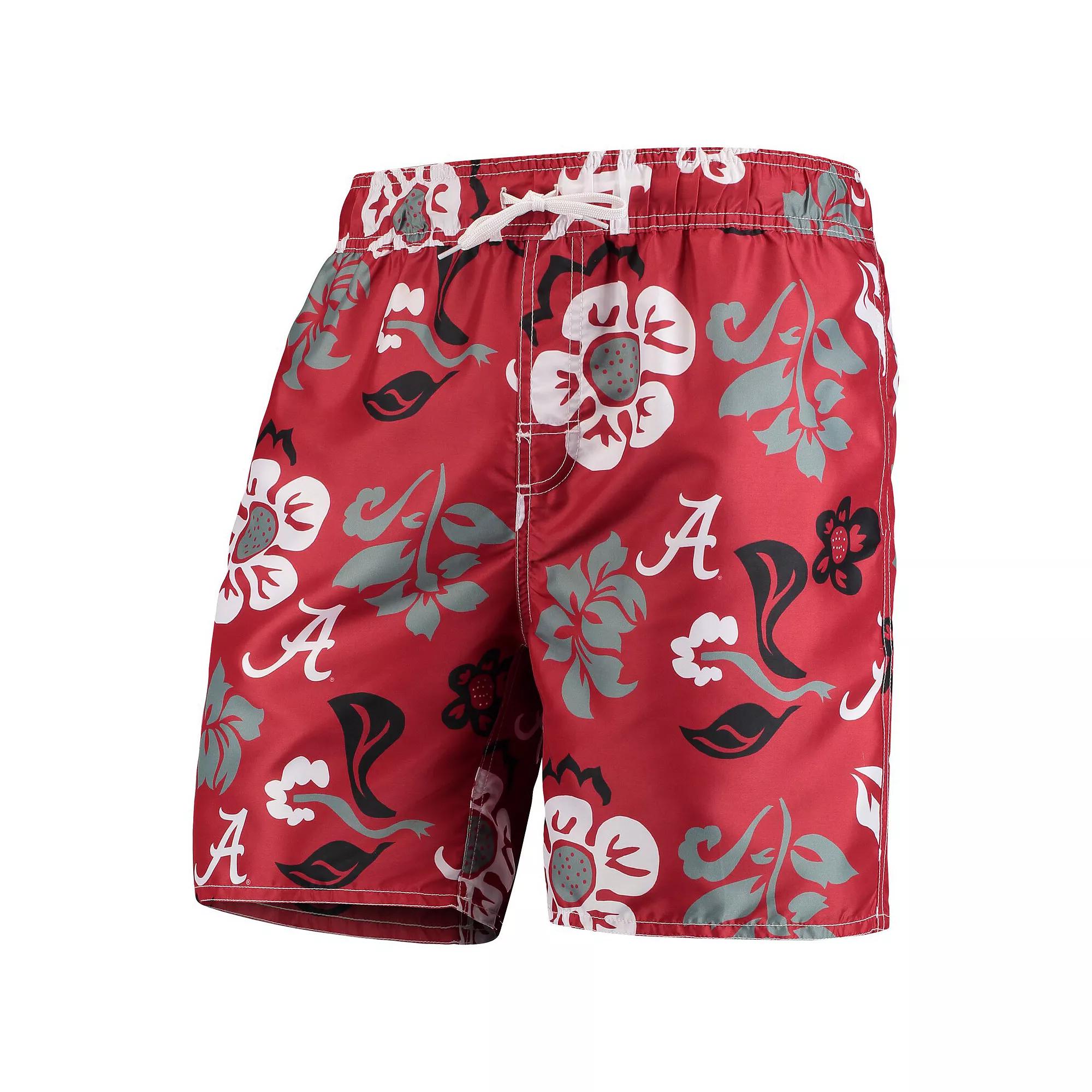Men's Wes & Willy Crimson Alabama Crimson Tide Floral Volley Swim Trunks,  Product Image