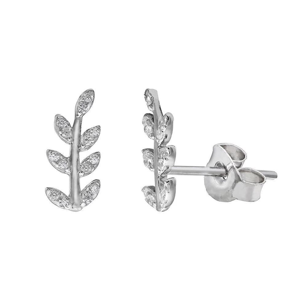 PRIMROSE Sterling Silver Leaf Post Earrings, Women's, Silver Tone Product Image