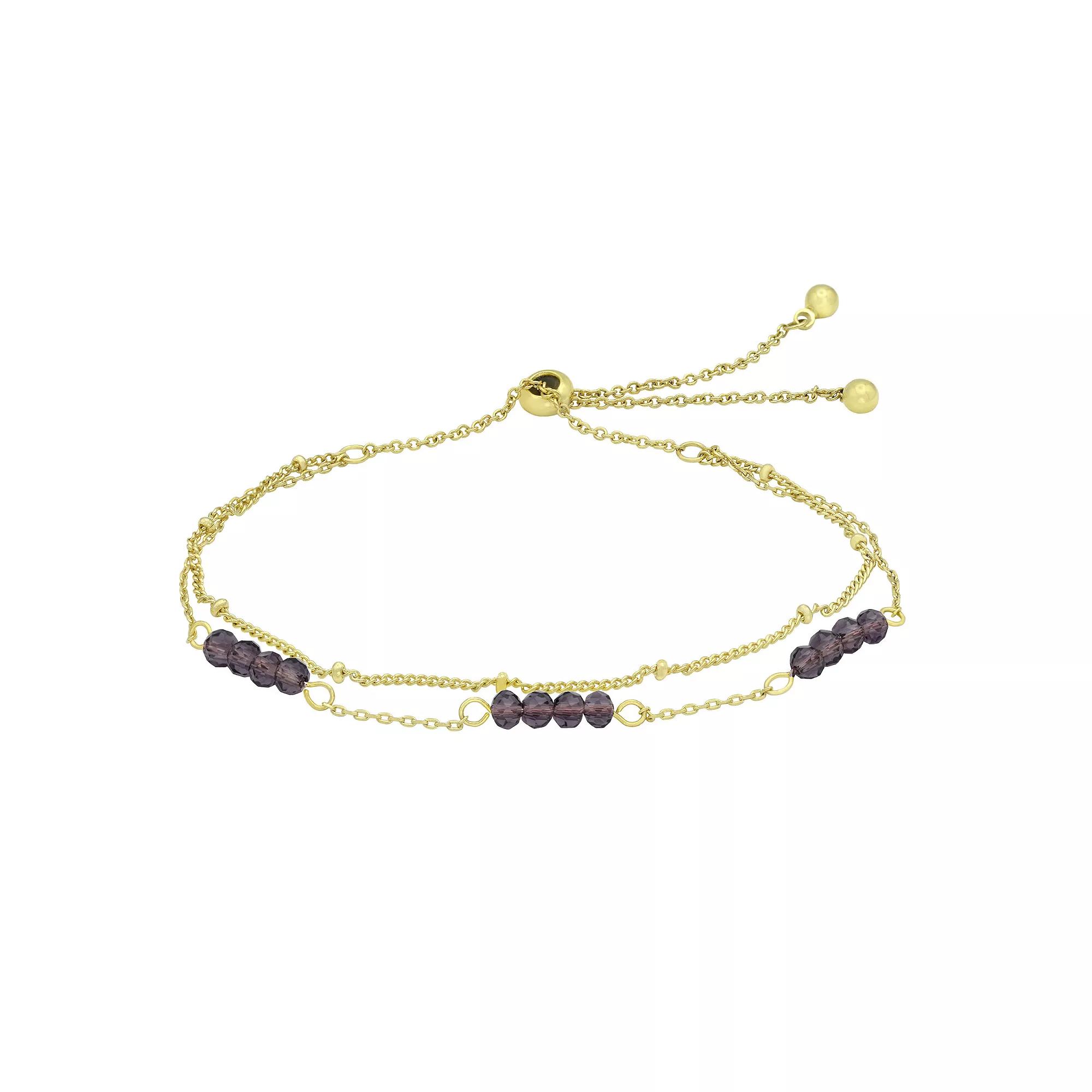 City Luxe Gold Tone Crystal Birthstone Double Strand Adjustable Bracelet, Women's, Size: 4-10" ADJ, December Gold Tone Product Image