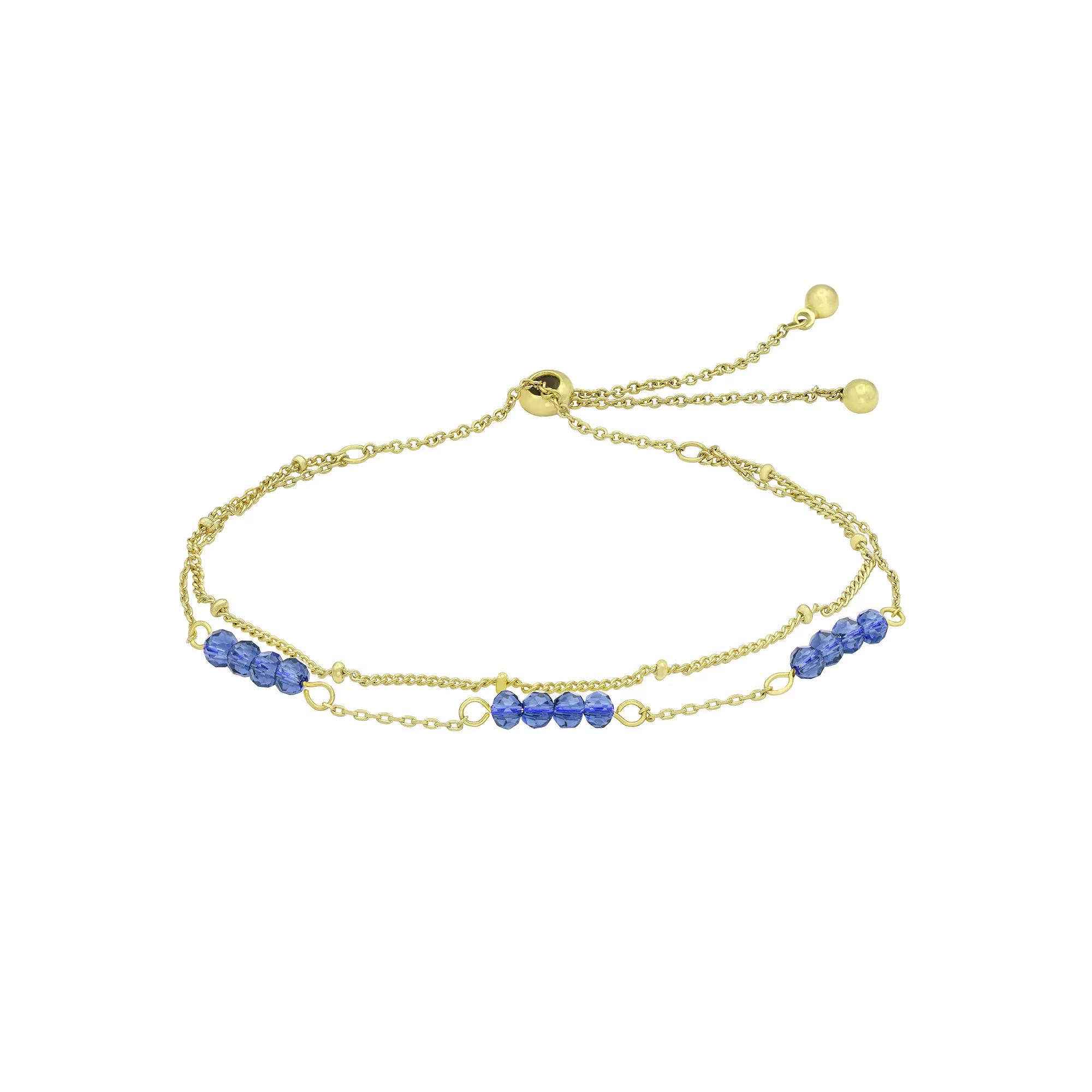 City Luxe Gold Tone Crystal Birthstone Double Strand Adjustable Bracelet, Women's, Size: 4-10" ADJ, September Gold Tone Product Image