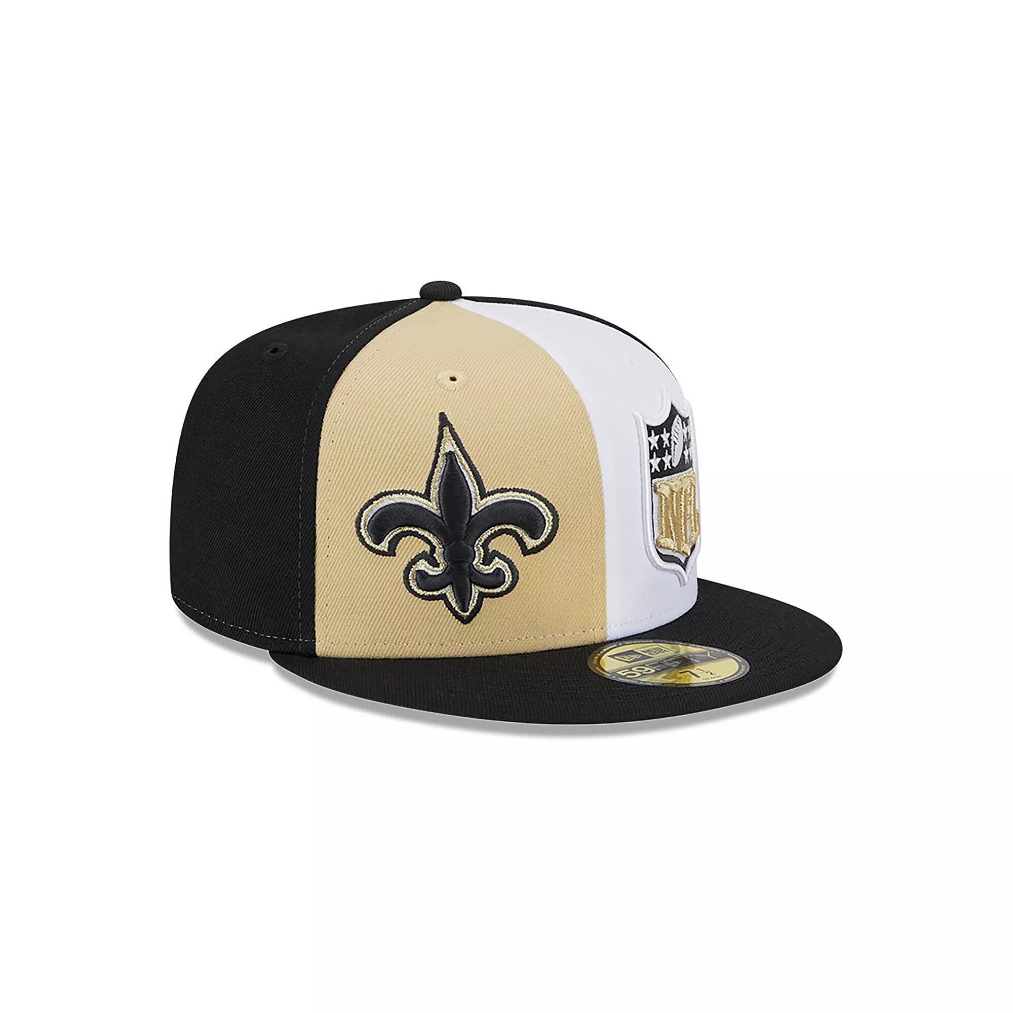 Men's New Era  Vegas Gold/Black New Orleans Saints 2023 Sideline 59FIFTY Fitted Hat, Size: 7 3/8, Team Product Image