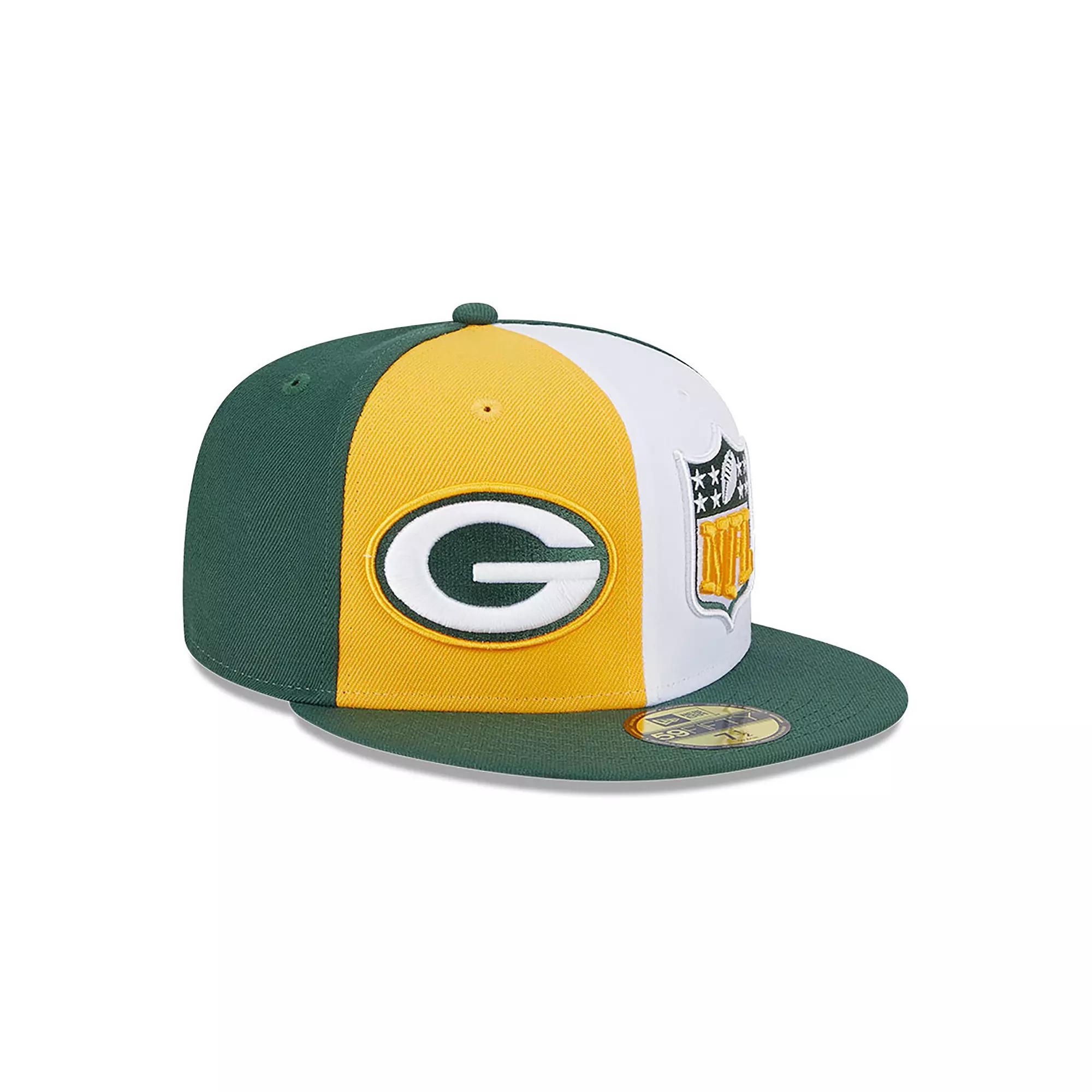Men's New Era  Gold/Green Green Bay Packers 2023 Sideline 59FIFTY Fitted Hat, Size: 7 3/8 Product Image