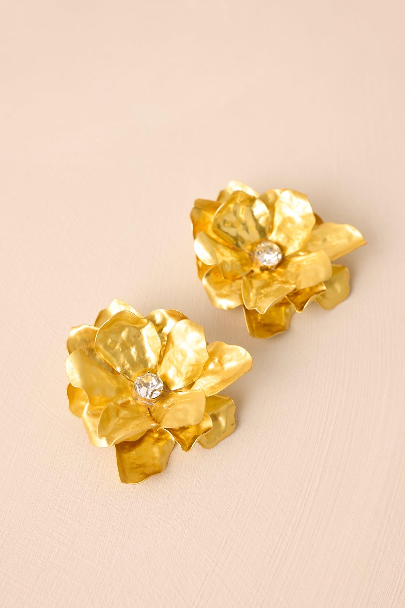 Everlasting Bliss Gold Floral Statement Earrings Product Image