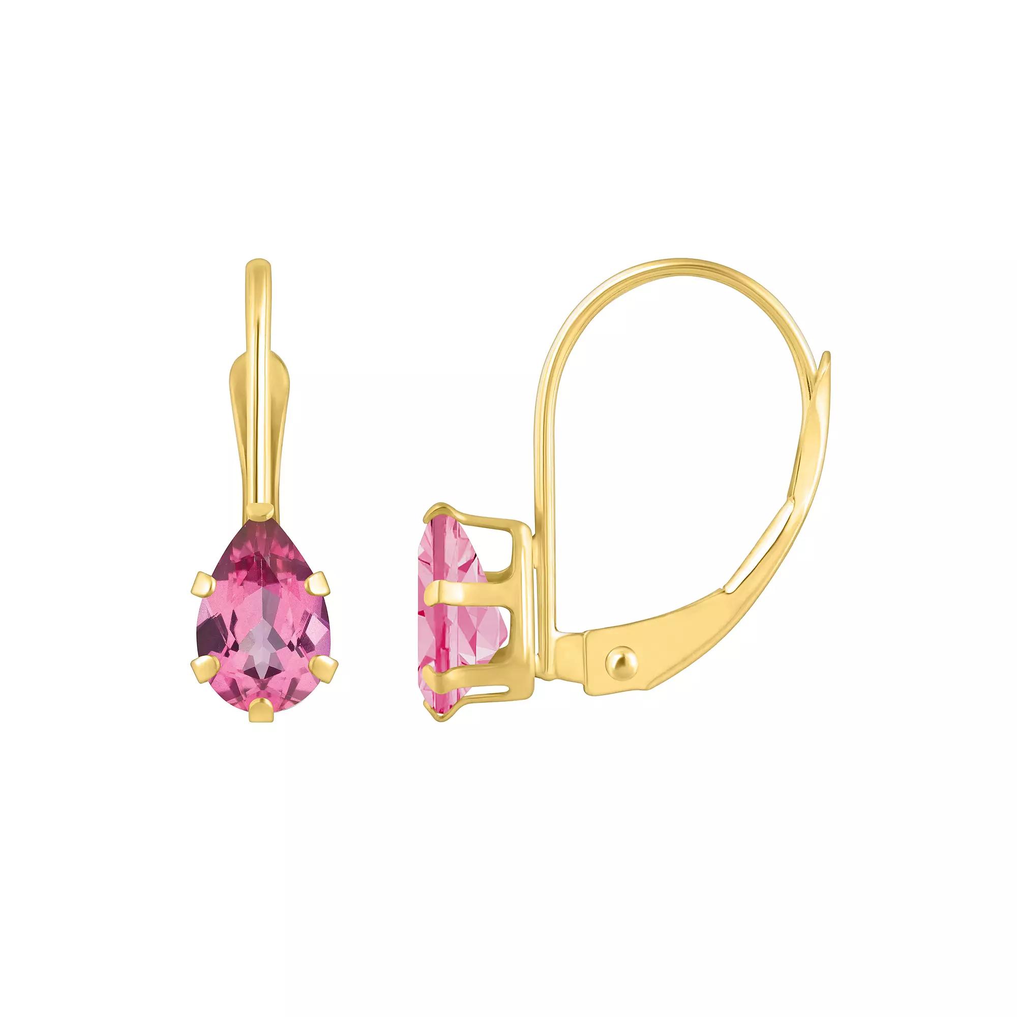 Celebration Gems 10k Gold Pear Shape Pink Topaz Leverback Earrings, Women's, 10k White Gold Product Image