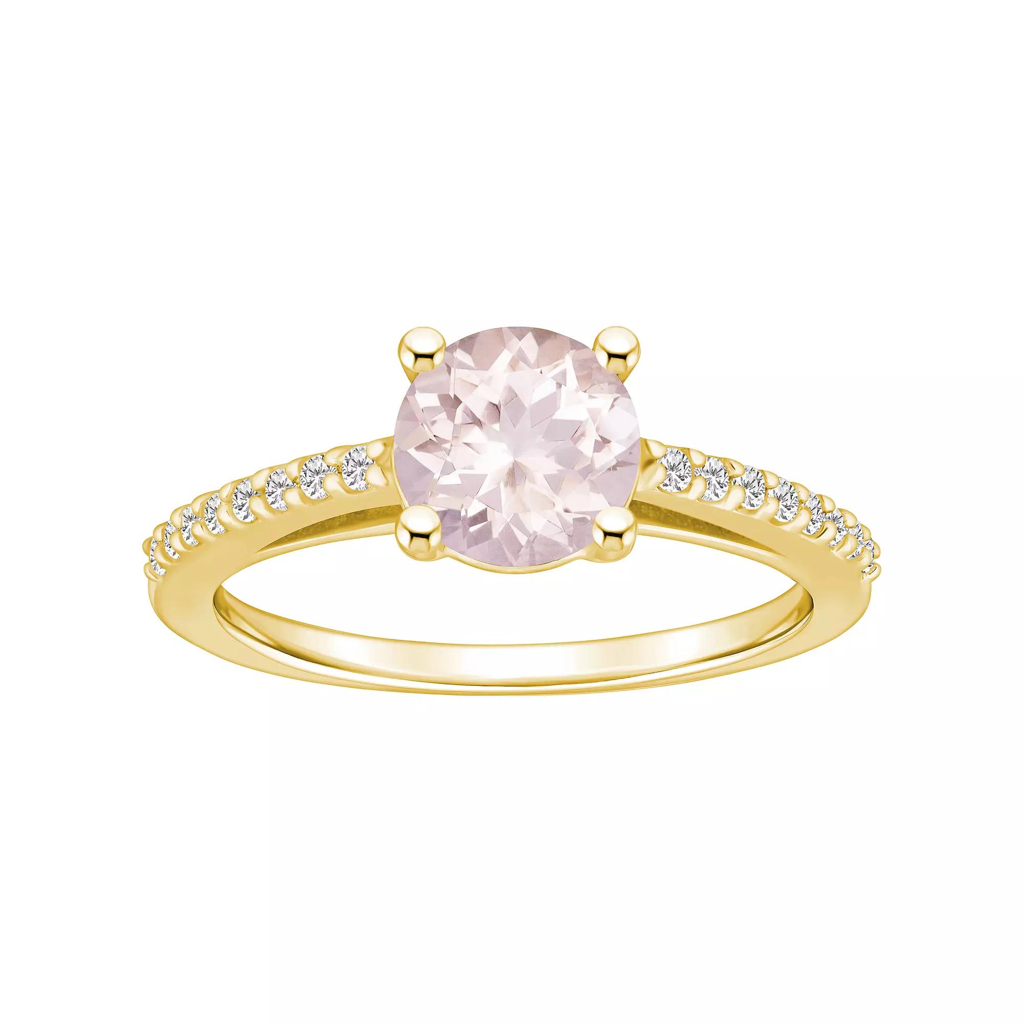 Alyson Layne 10k Gold Round Gemstone 1/6 Carat T.W. Diamond Ring, Women's, Size: 7, Morganite Product Image