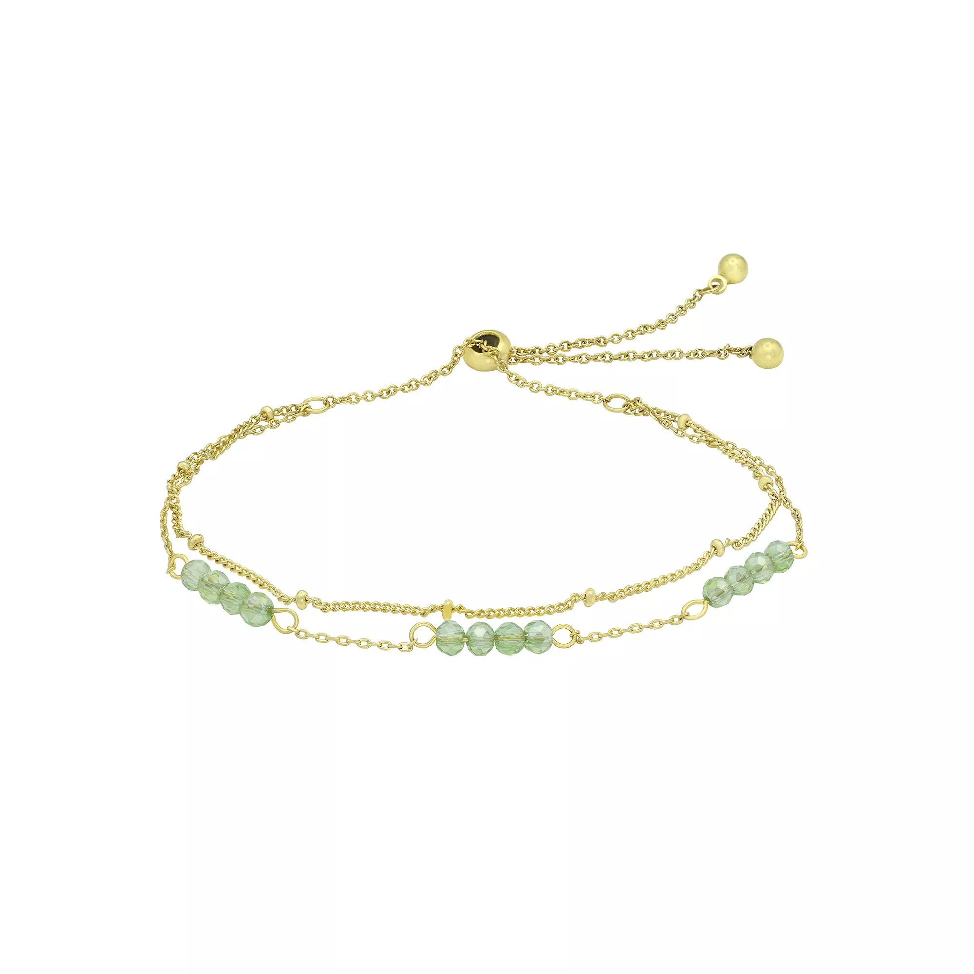 City Luxe Gold Tone Crystal Birthstone Double Strand Adjustable Bracelet, Women's, Size: 4-10" ADJ, August Gold Tone Product Image