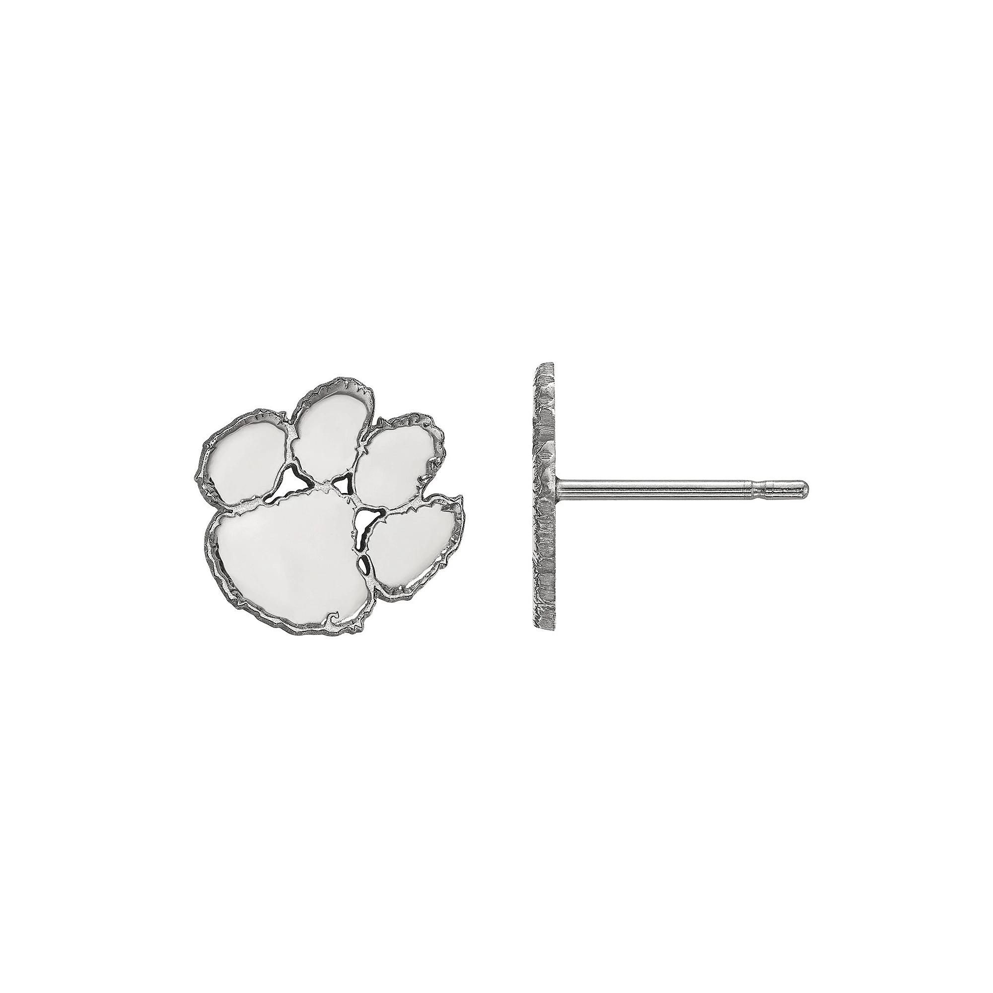 LogoArt Sterling Silver Clemson Tigers Extra Small Post Earrings, Women's Product Image