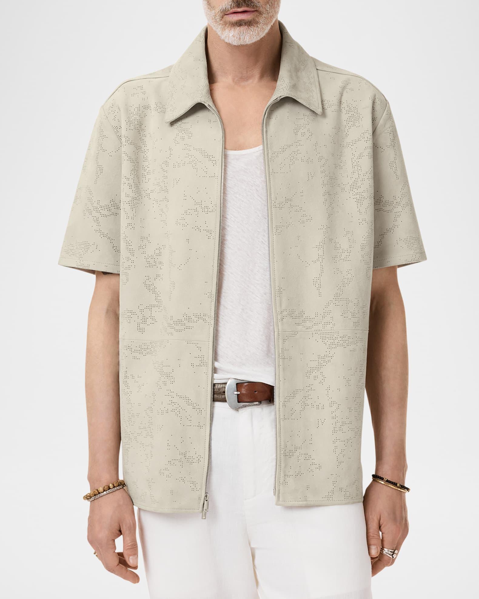 Men's Wade Perforated Suede Zip-Up Shirt Product Image