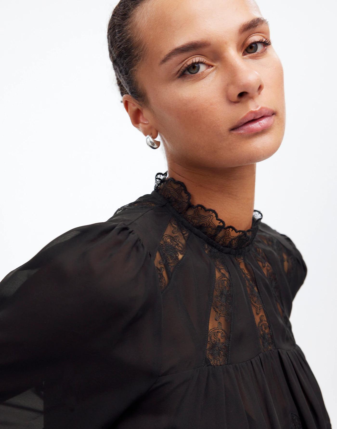 Lace-Inset Top in Silk Product Image