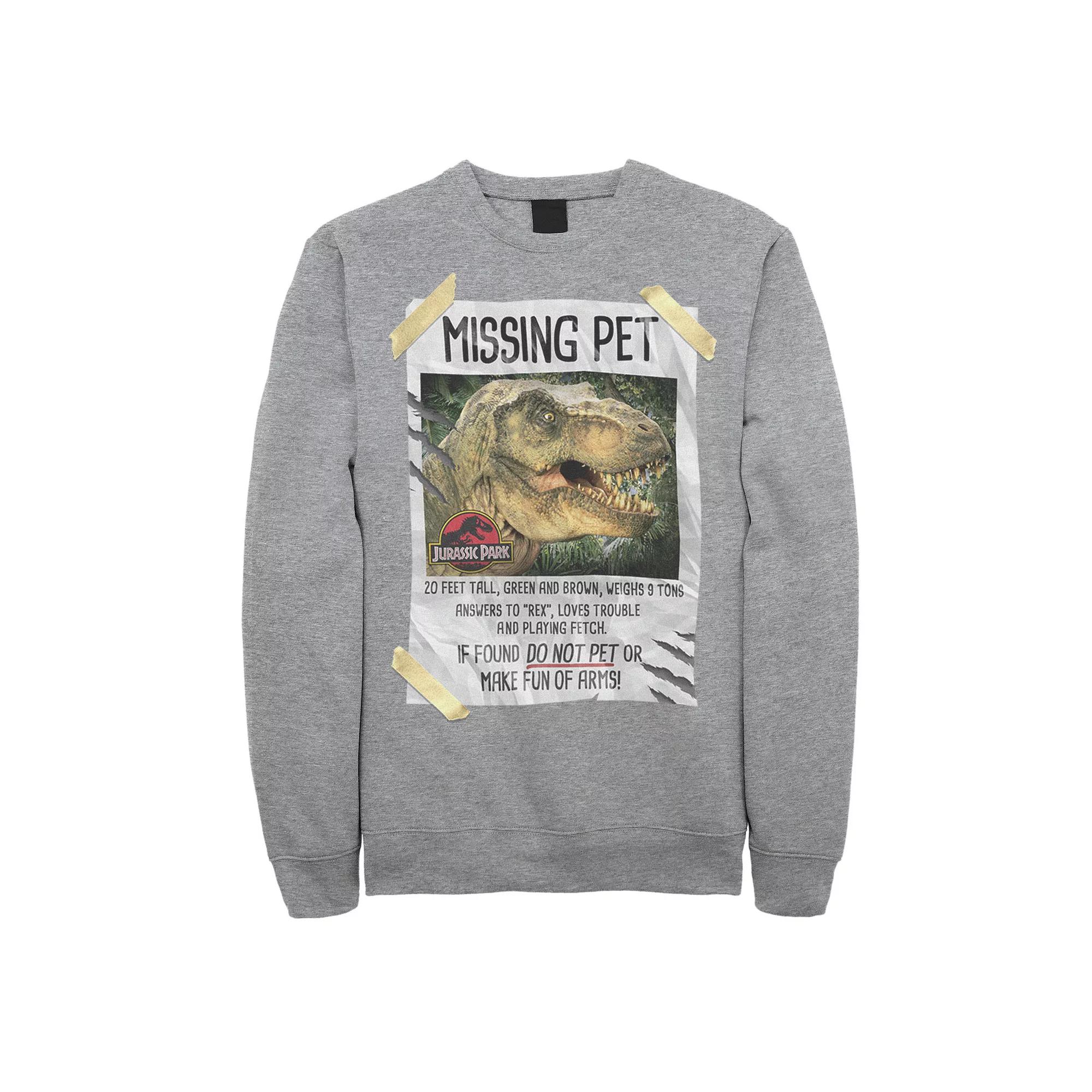 Men's Jurassic Park Missing Pet T-Rex Poster Taped Sweashirt,  Product Image
