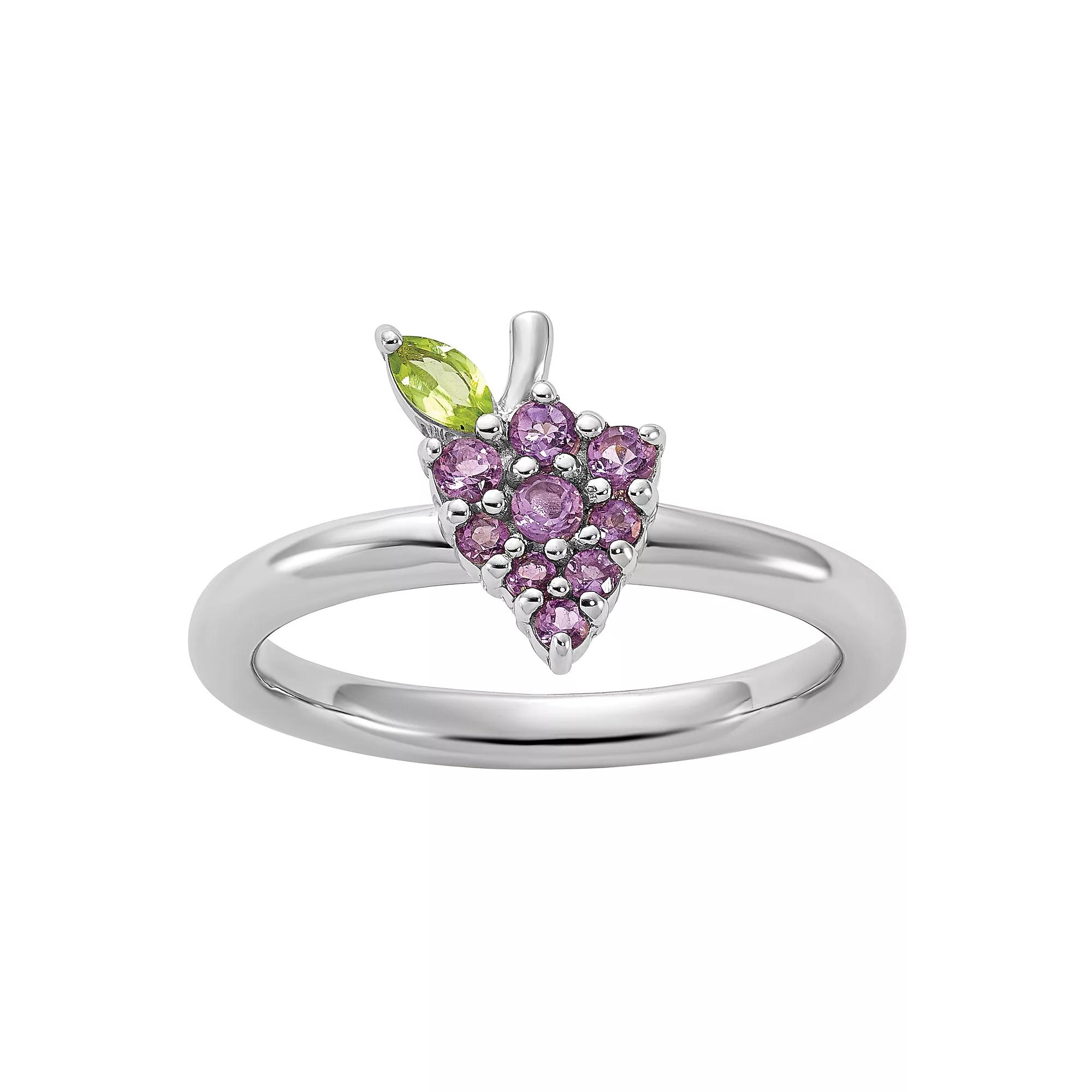 Stacks & Stones Sterling Silver Stackable Amethyst & Peridot Grapes Ring, Women's, Size: 8 Product Image