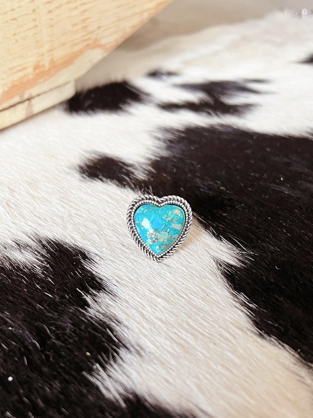 Turquoise Heart Gemstone Adjustable Ring Product Image