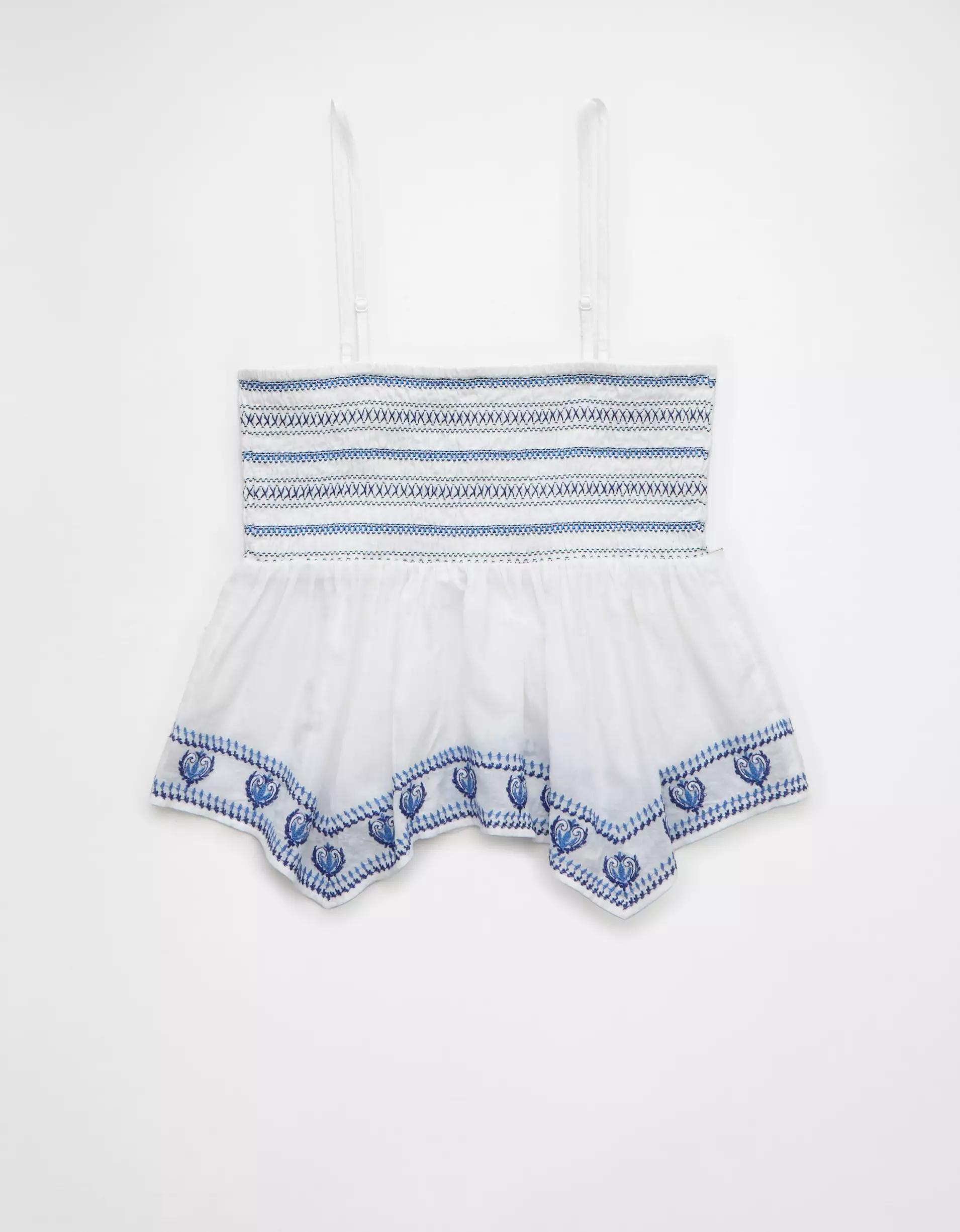 AE Handkerchief Hem Smocked Babydoll Tube Top Product Image