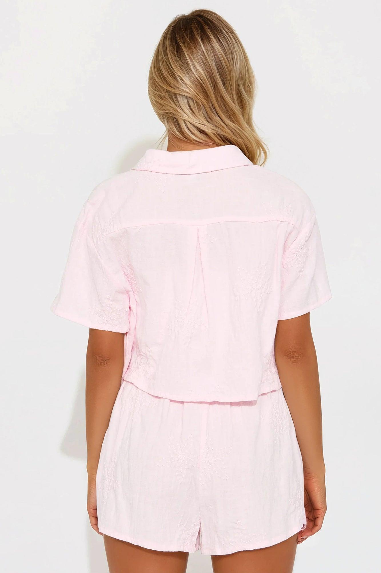 Relaxed Mood Linen Short Set - Pink Product Image