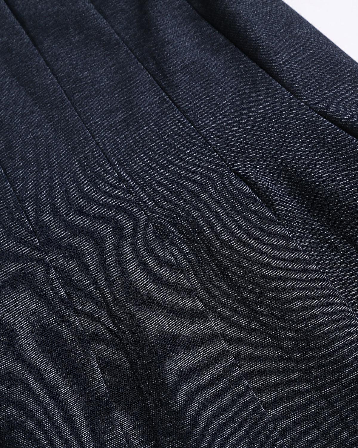 Blue Pleated Belted Midi Skirt Product Image